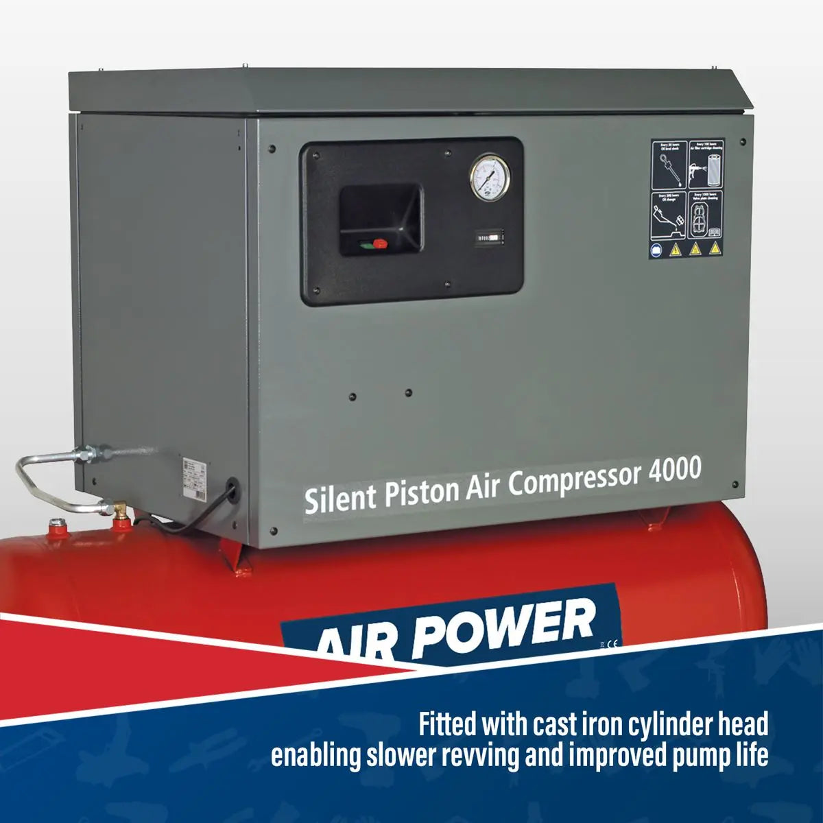 Sealey 200L Low Noise Belt Drive Air Compressor with Cast Cylinders 3hp 