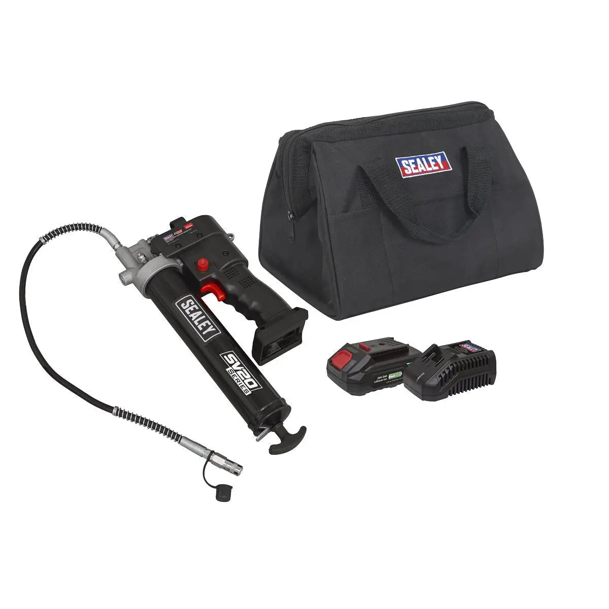 Sealey 20V 2Ah SV20 Series Grease Gun Kit  White Rose Tools