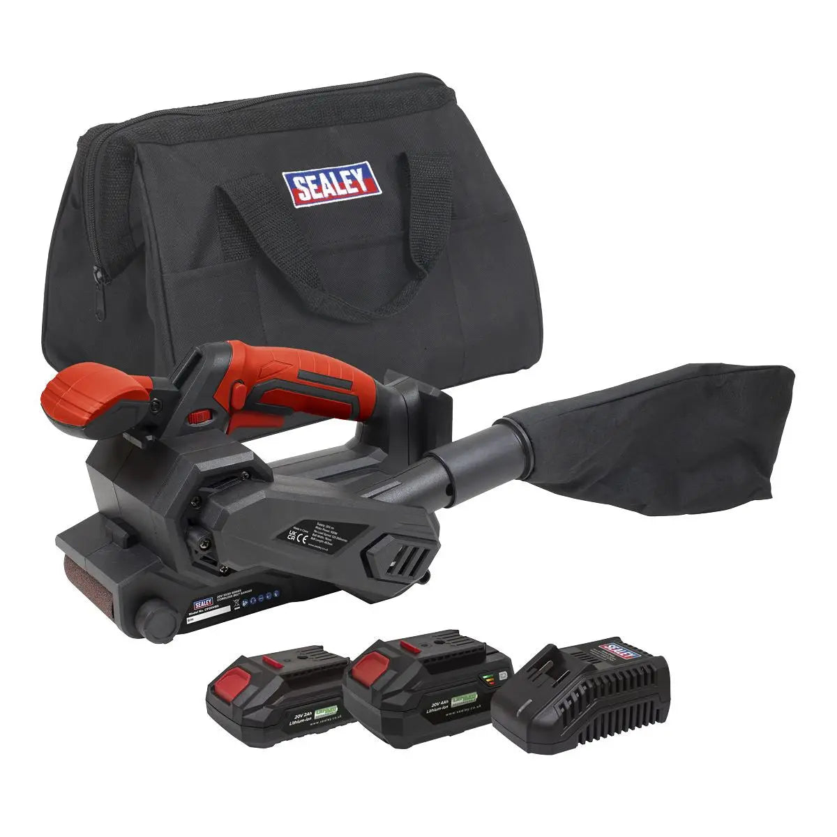 Sealey 20V SV20 Series Cordless Belt Sander Kit - 2 Batteries  White Rose Tools
