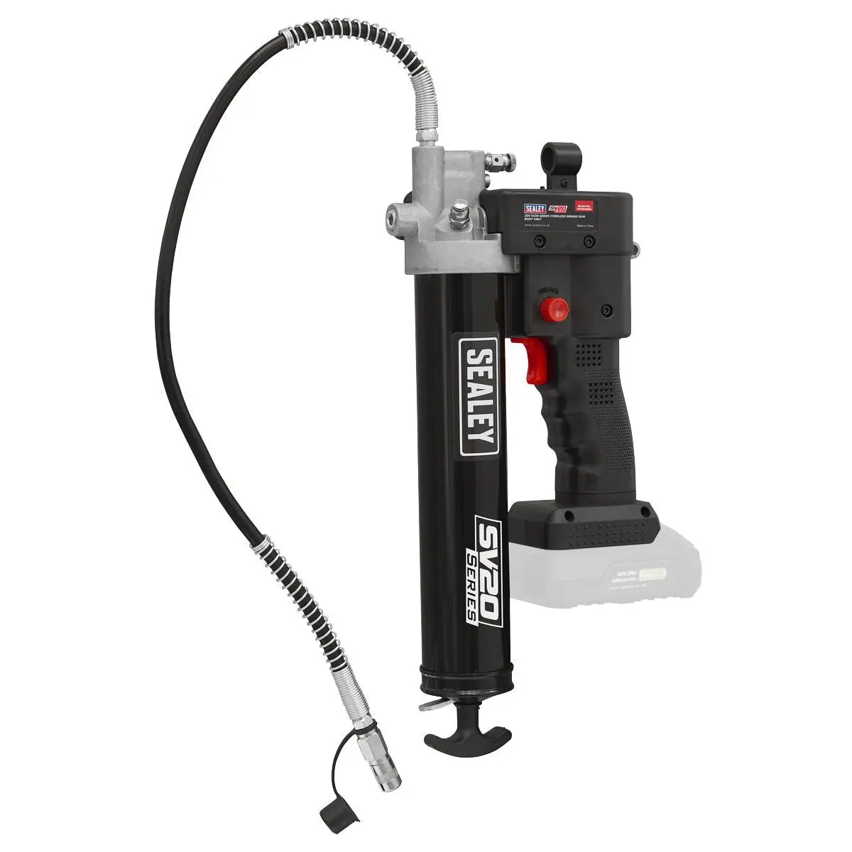 Sealey 20V SV20 Series Grease Gun Kit - 2 Batteries  White Rose Tools