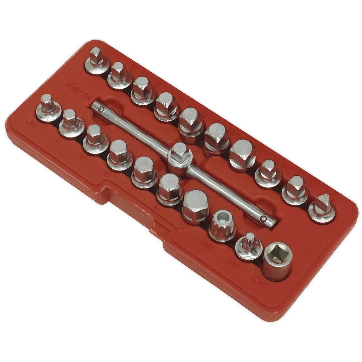 Sealey 21 Piece 3/8" Drive Oil Drain Plug Key Set Engine Gearbox Back Axle 
