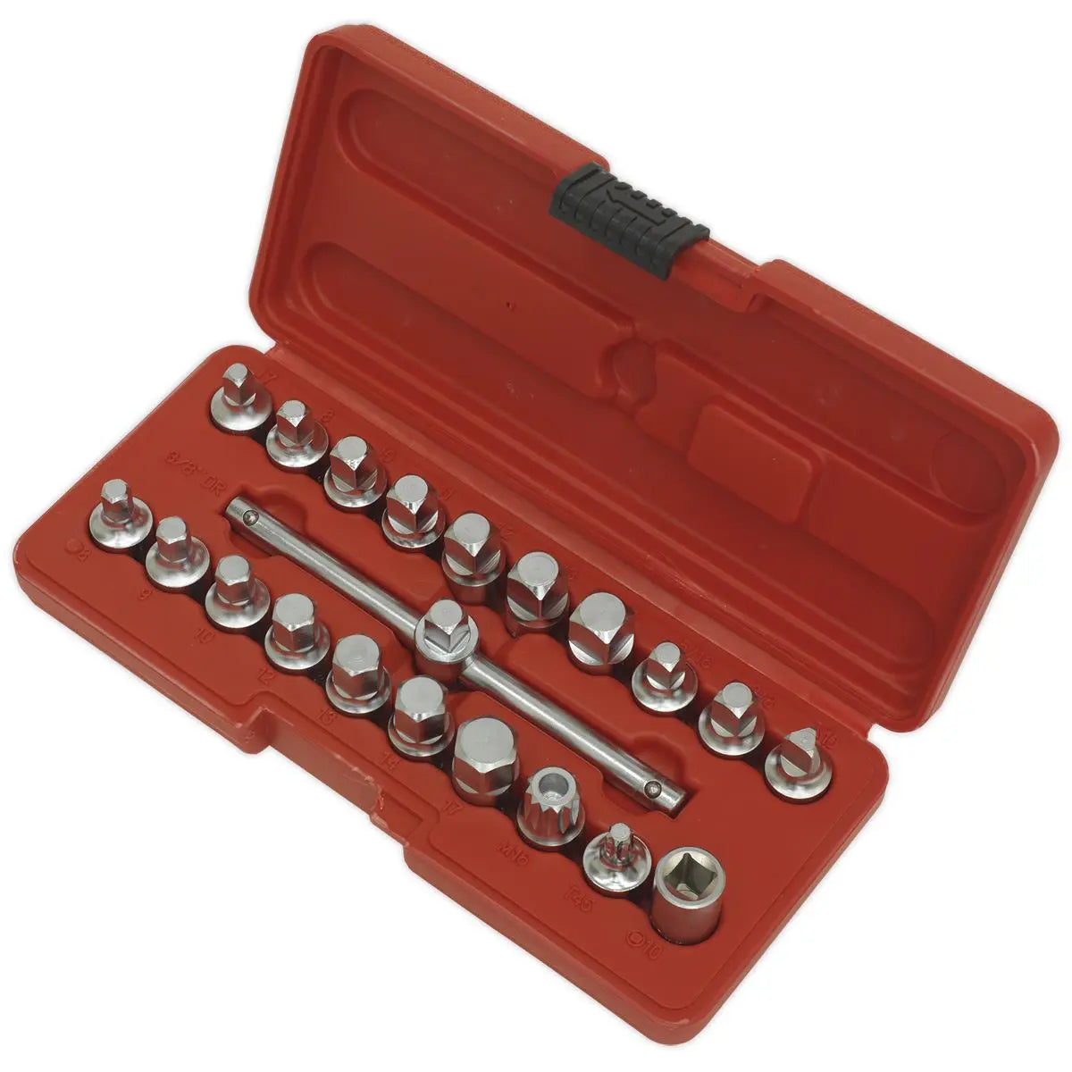 Sealey 21 Piece 3/8" Drive Oil Drain Plug Key Set Engine Gearbox Back Axle 