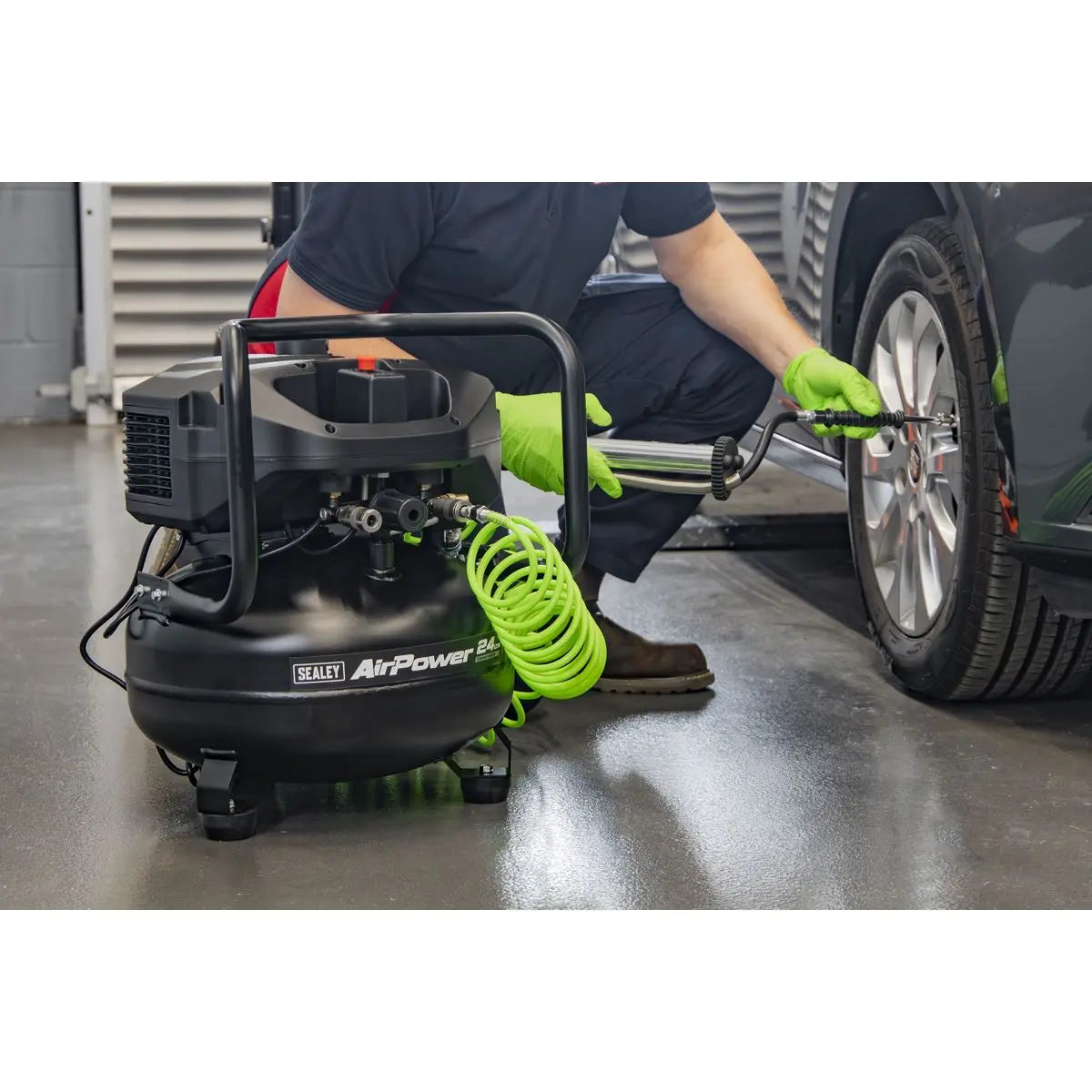 Sealey 24L Oil Free Belt Drive Vertical Compressor 2hp  White Rose Tools