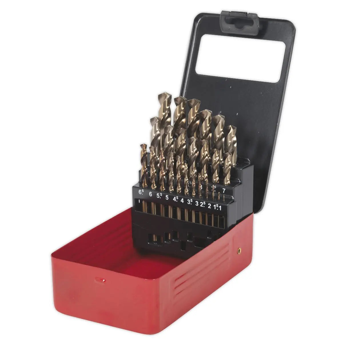 Sealey 25 Piece HSS Cobalt Split Point Fully Ground Drill Bit Set - Metric 