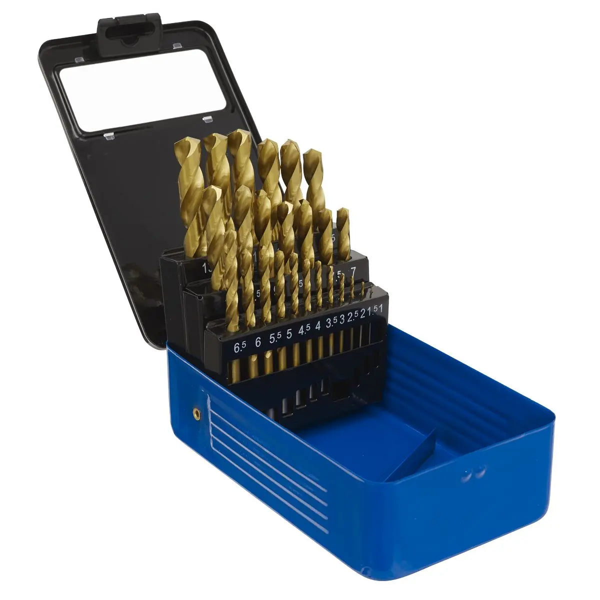 Sealey 25 Piece HSS Fully Ground Drill Bit Set 1-13mm DIN 338 Stainless Steel Copper 