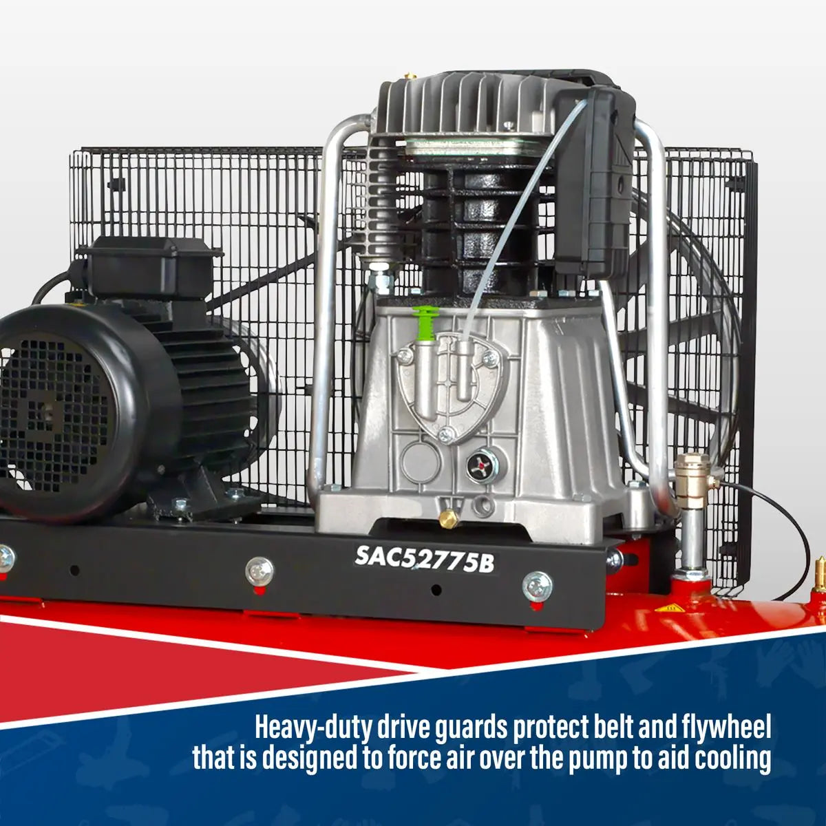 Sealey 270L Belt Drive Air Compressor with Cast Cylinders 7.5hp 3ph 2-Stage 