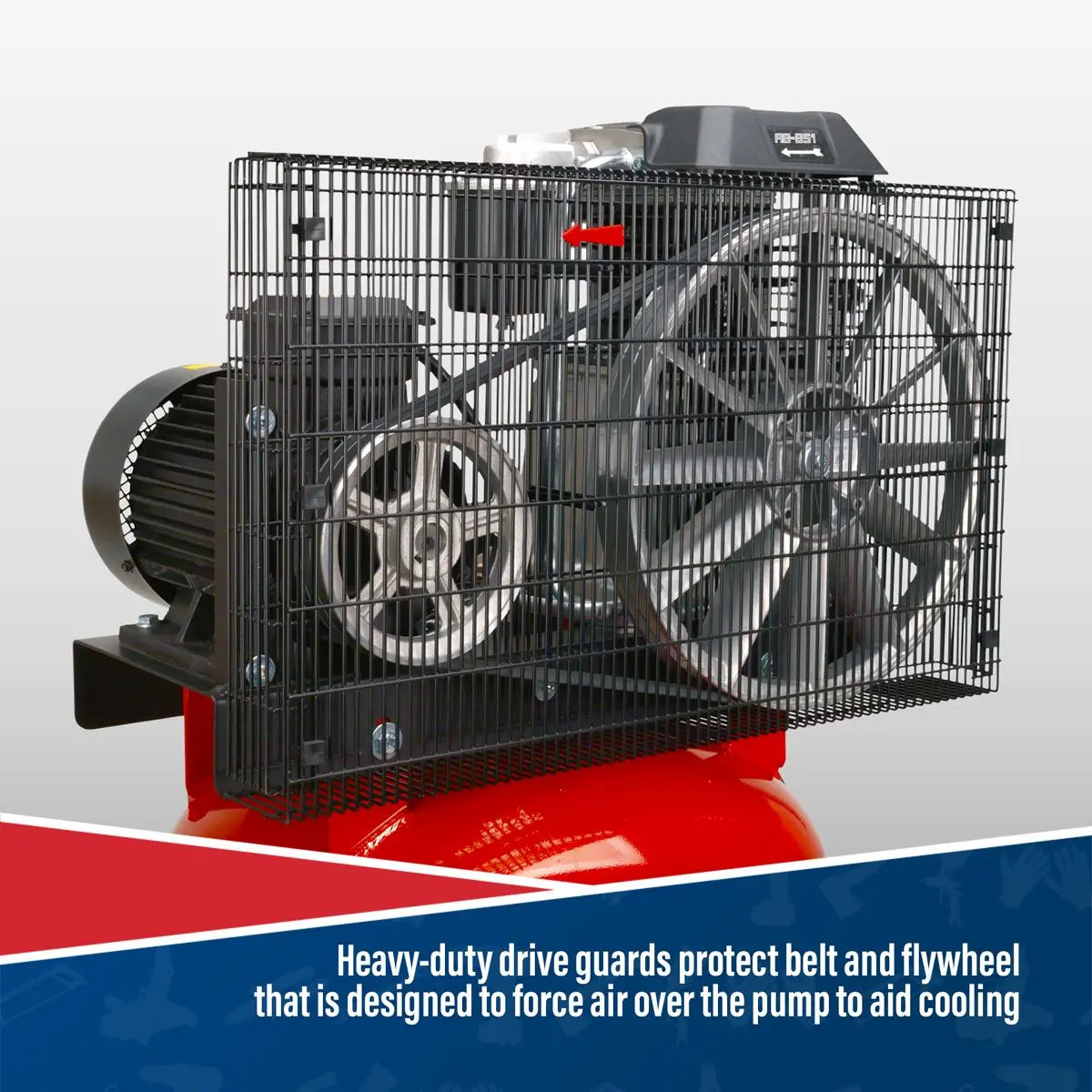 Sealey 270L Vertical Belt Drive Air Compressor with Cast Cylinders 7.5hp 3ph 2-Stage 