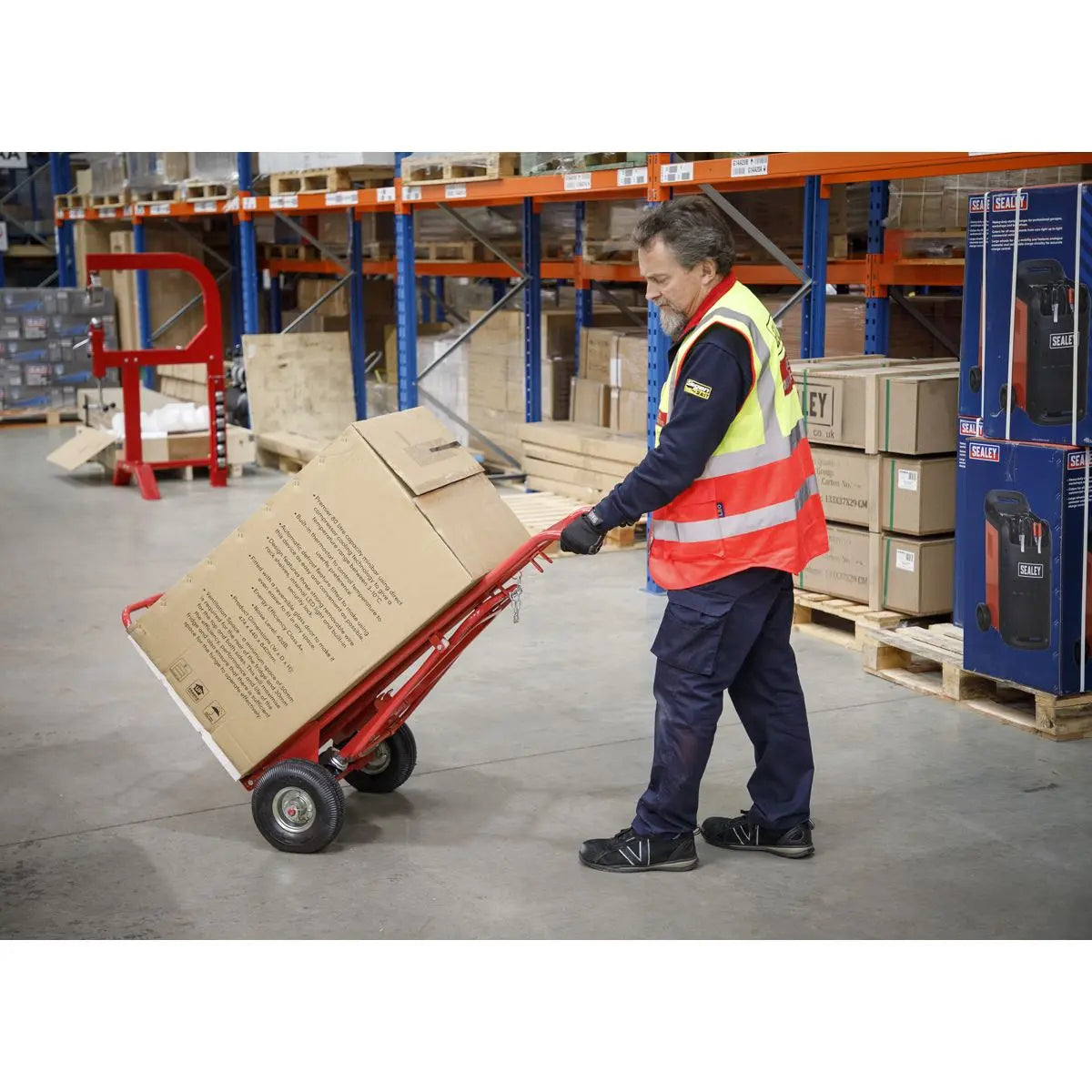 Sealey 3-in-1 Sack Truck with Pneumatic Tyres 250kg Capacity 