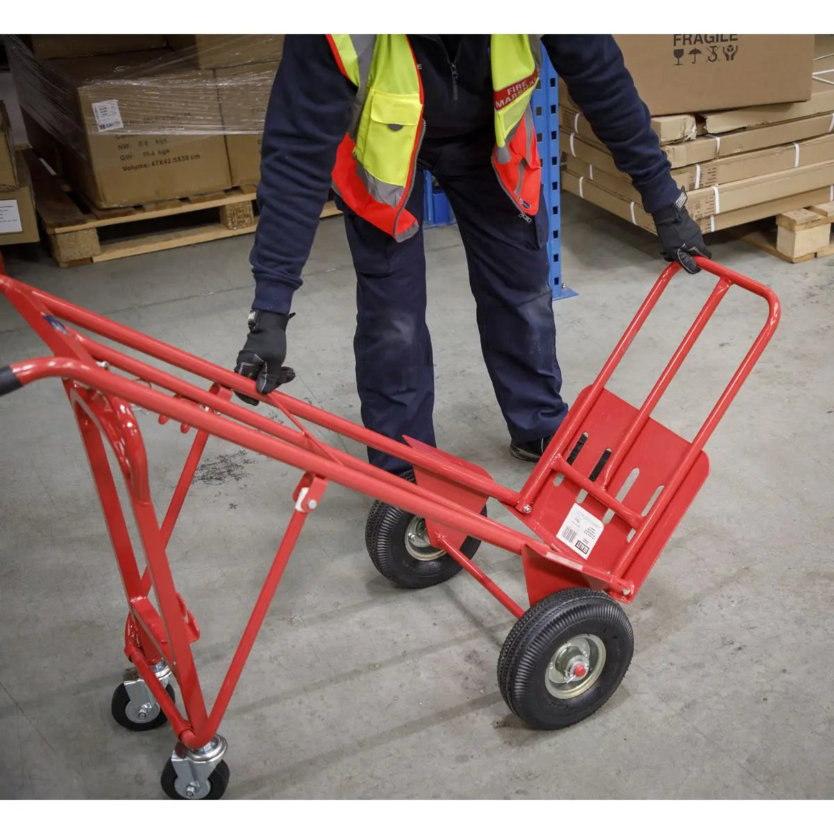 Sealey 3-in-1 Sack Truck with Pneumatic Tyres 250kg Capacity 