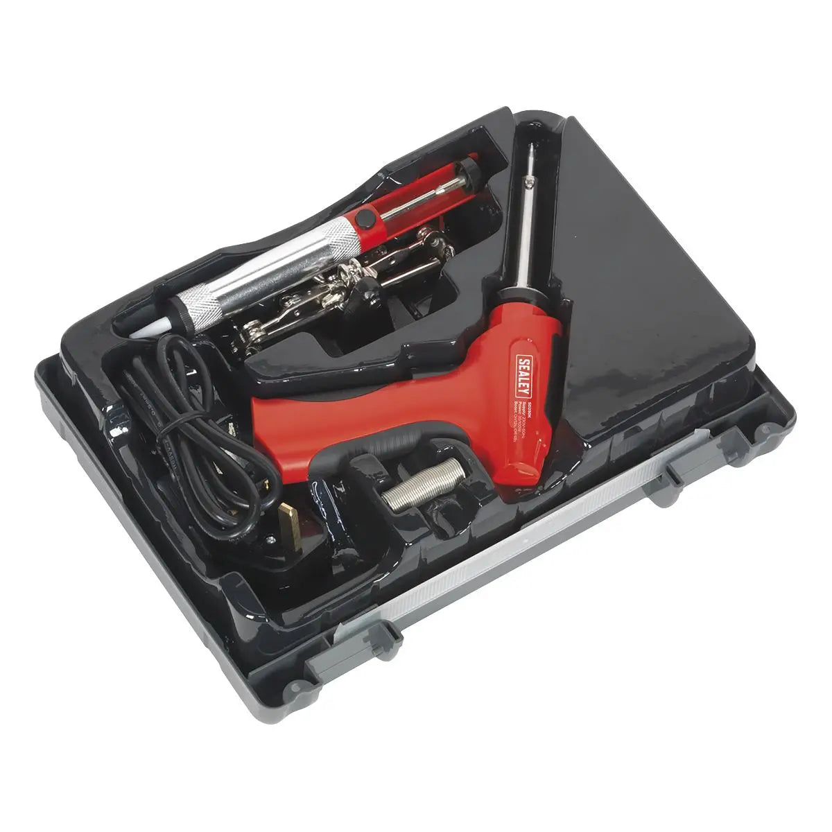 Sealey 30/100W Professional Soldering Iron Kit Solder Wire Sucker Sponge 