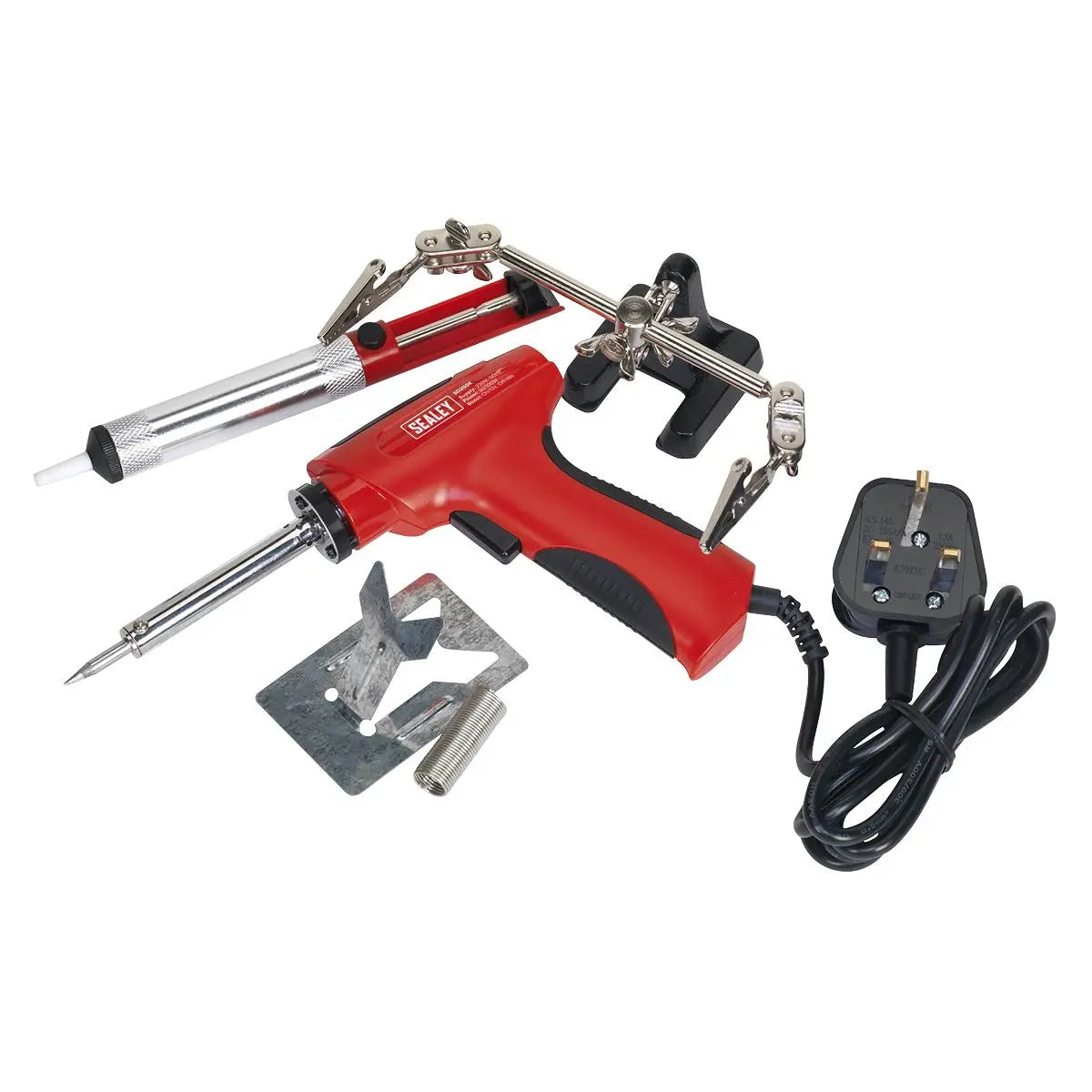 Sealey 30/100W Professional Soldering Iron Kit Solder Wire Sucker Sponge 