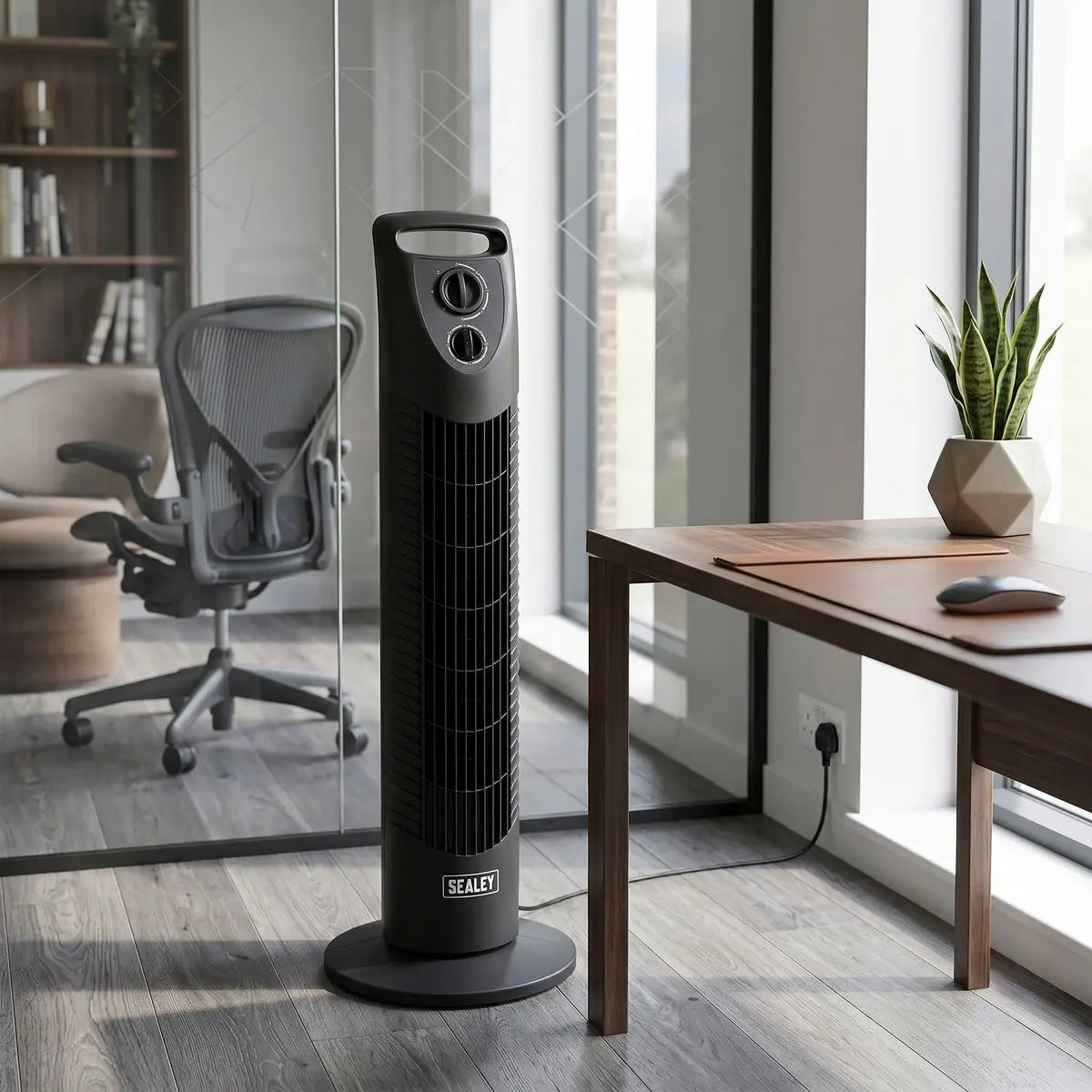 Sealey 30" Oscillating Tower Fan 3-Speed 230V  White Rose Tools