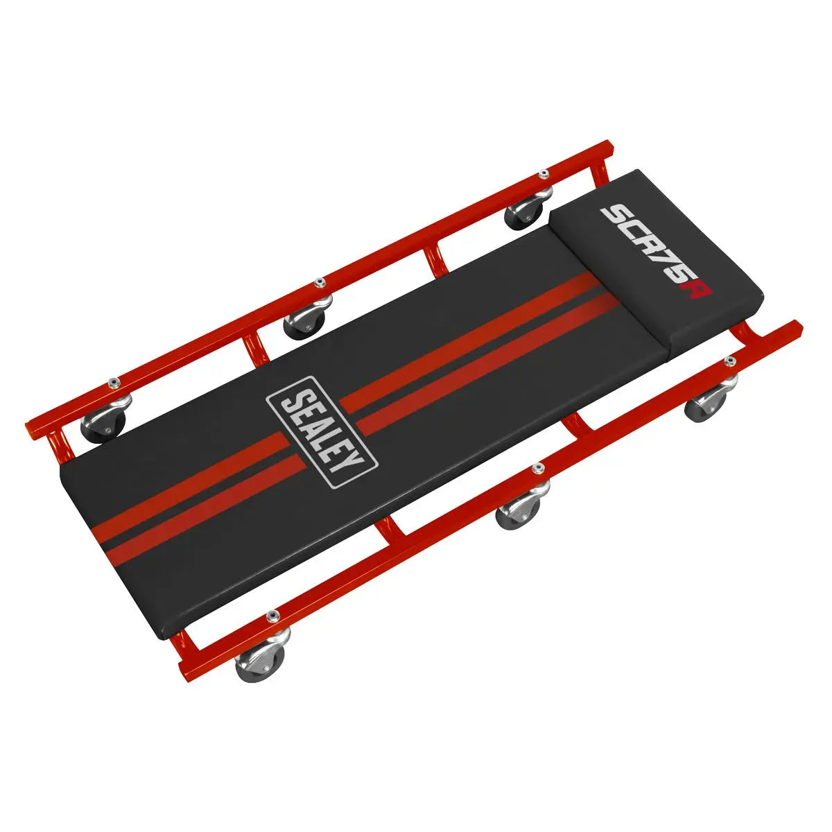 Sealey 36" Deluxe American-Style Creeper with Steel Frame & 6 Wheels - Red 