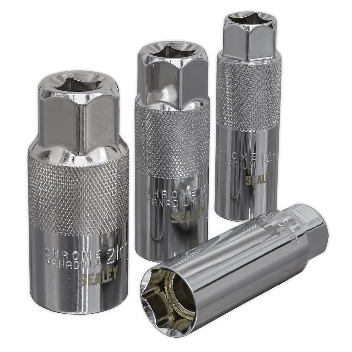 Sealey 4 Piece 3/8"Sq Drive Spark Plug Socket Set - Magnetic 