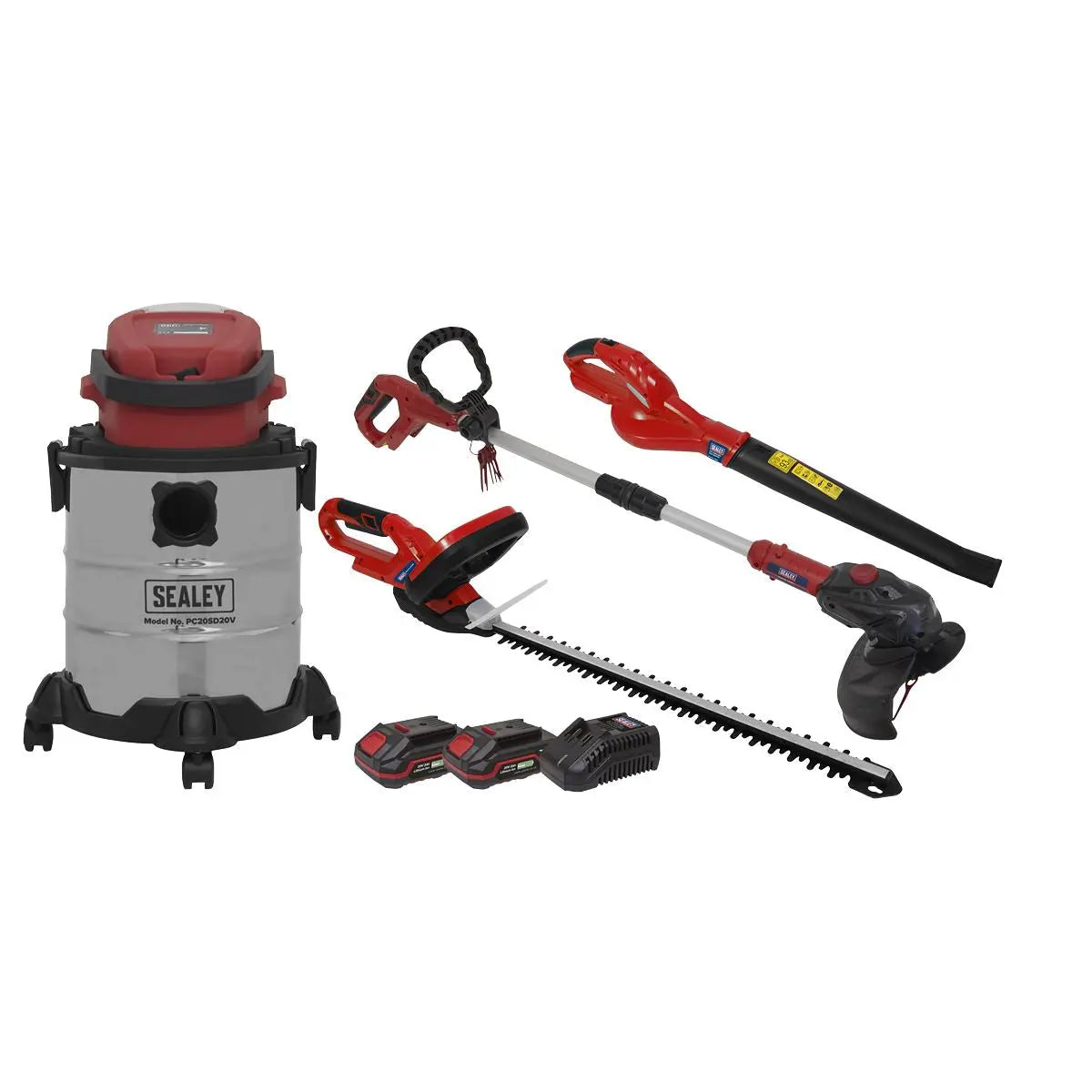 Sealey 4 x 20V SV20 Series Cordless Garden Power Tool Combo Kit - 2 Batteries 