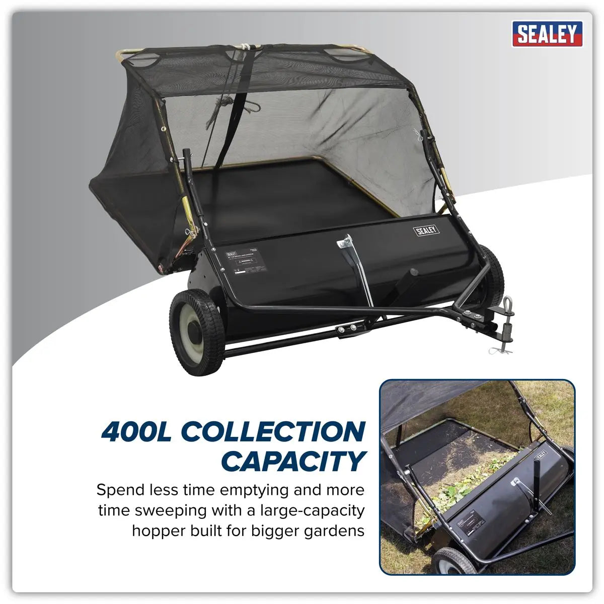 Sealey 42" Tow-Behind Lawn Sweeper  White Rose Tools