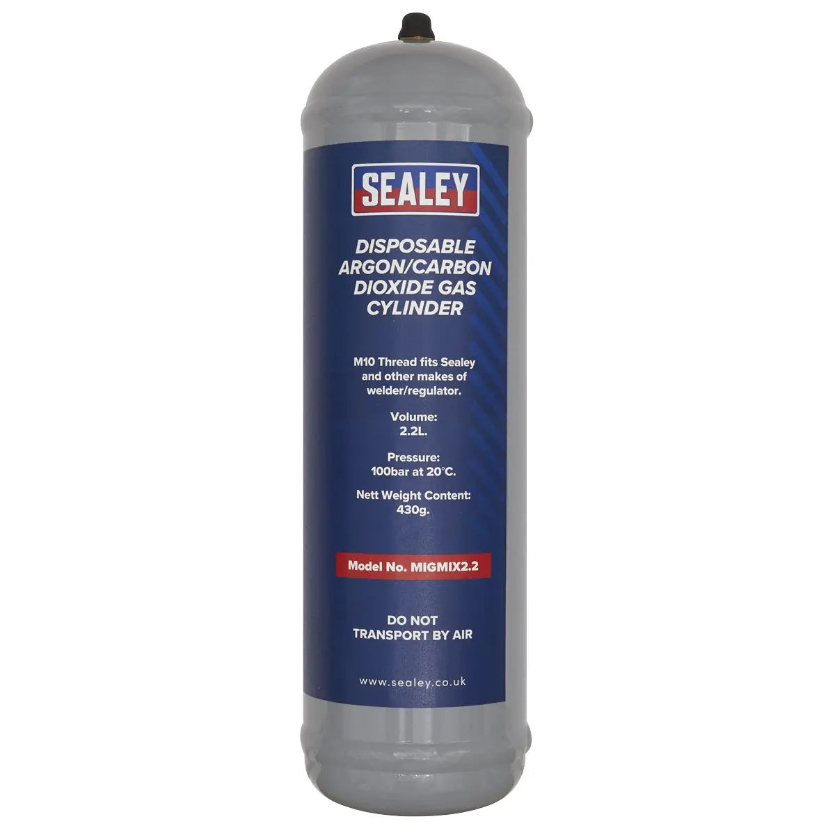 Sealey 430g 2.2L, Disposable Argon/Carbon Dioxide Gas Cylinder - Pack of 4  White Rose Tools