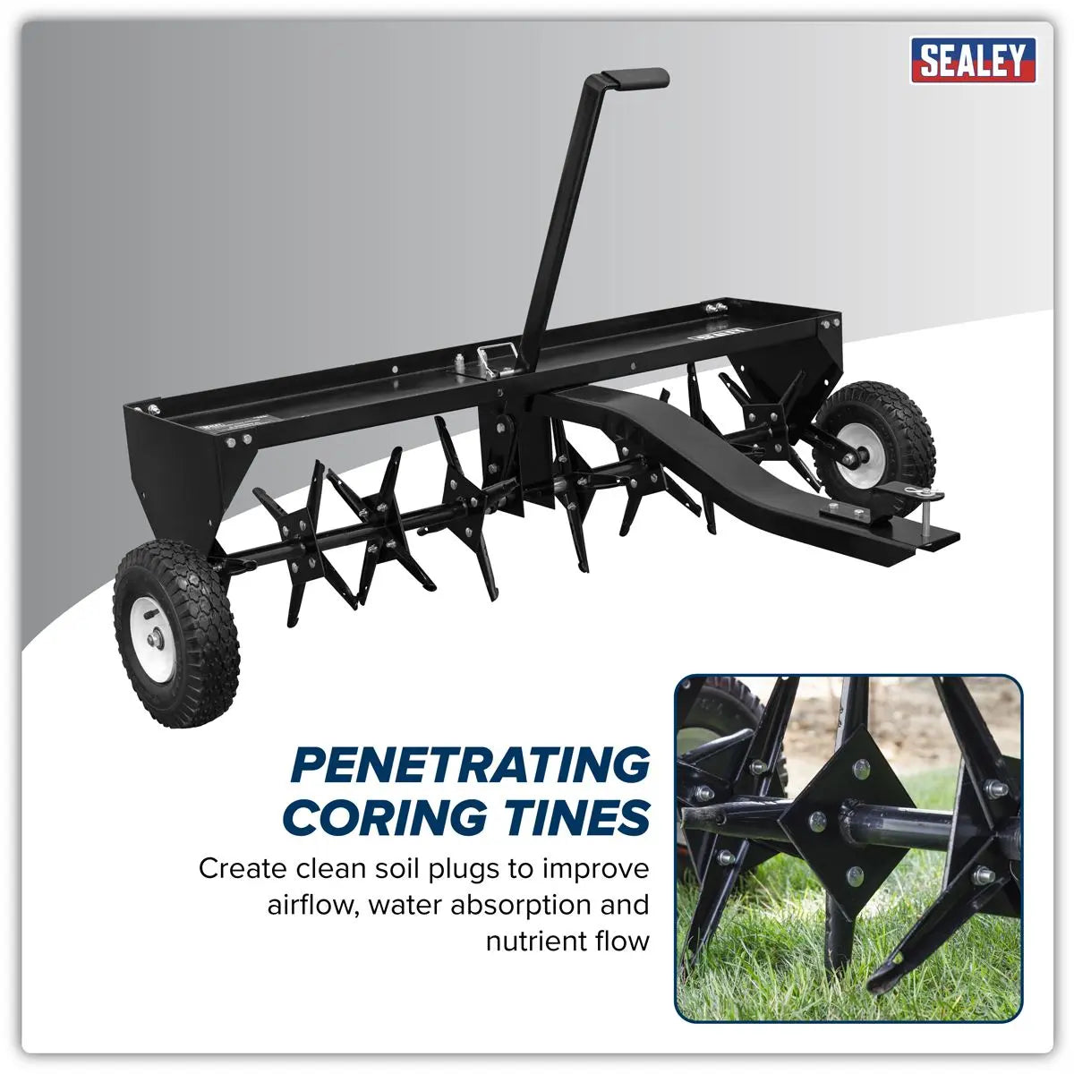 Sealey 48"Tow Behind Plug Aerator  White Rose Tools
