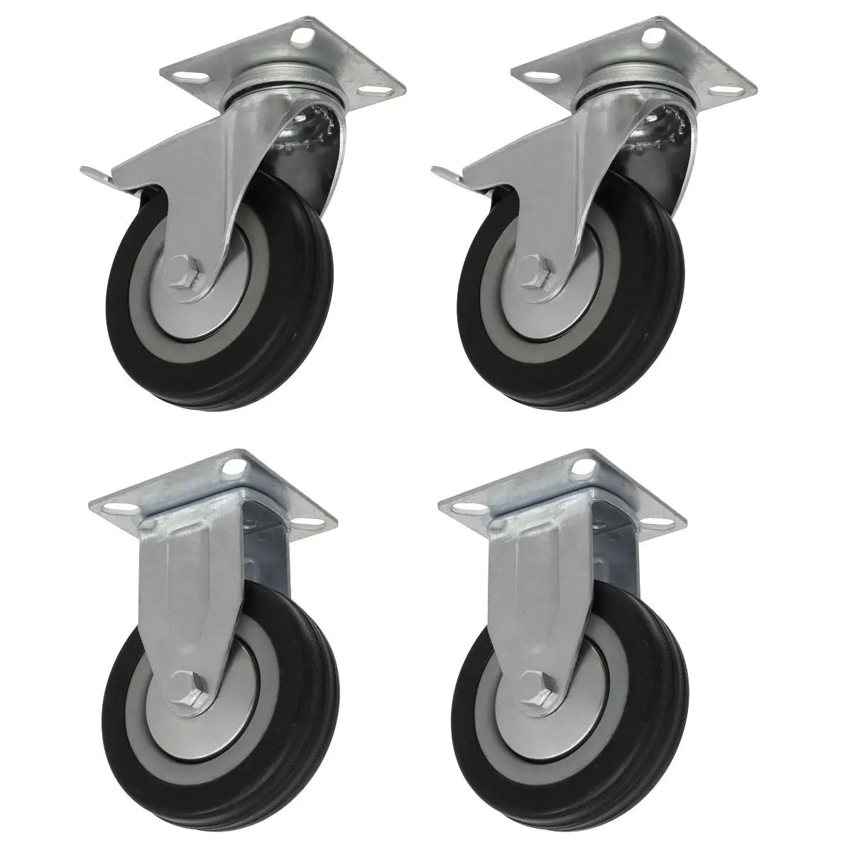 Sealey 4pc Castor Wheel Combo - Fixed & Swivel Plate Ø100mm  White Rose Tools