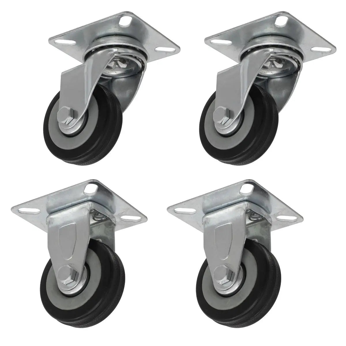 Sealey 4pc Castor Wheel Combo - Fixed & Swivel Plate Ø50mm  White Rose Tools