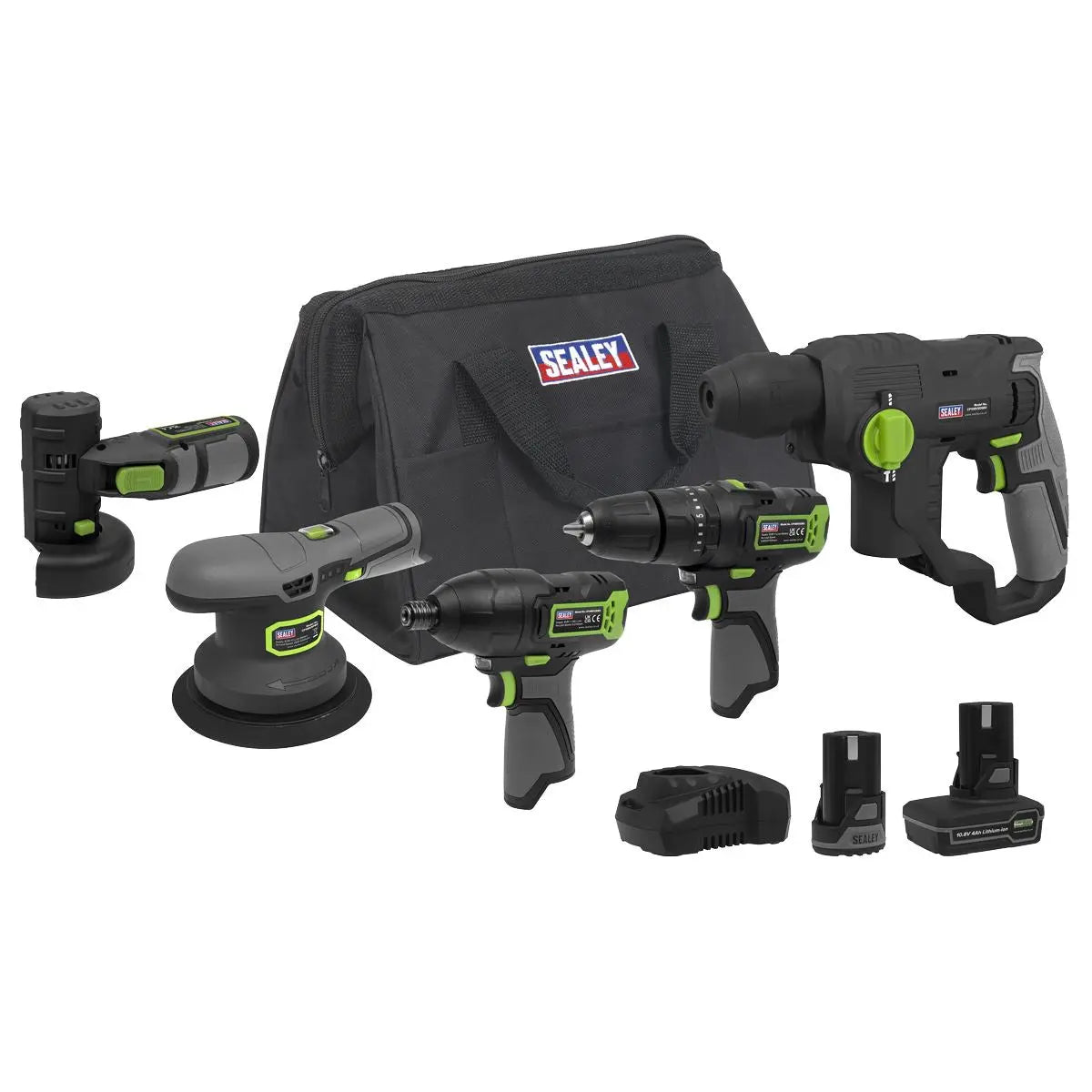 Sealey 5 x 10.8V SV10.8 Series Cordless Combo Kit - 2 Batteries  White Rose Tools