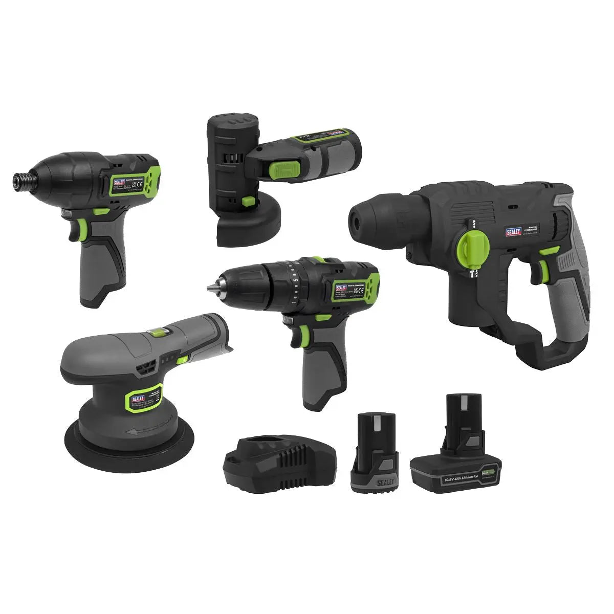 Sealey 5 x 10.8V SV10.8 Series Cordless Combo Kit - 2 Batteries  White Rose Tools