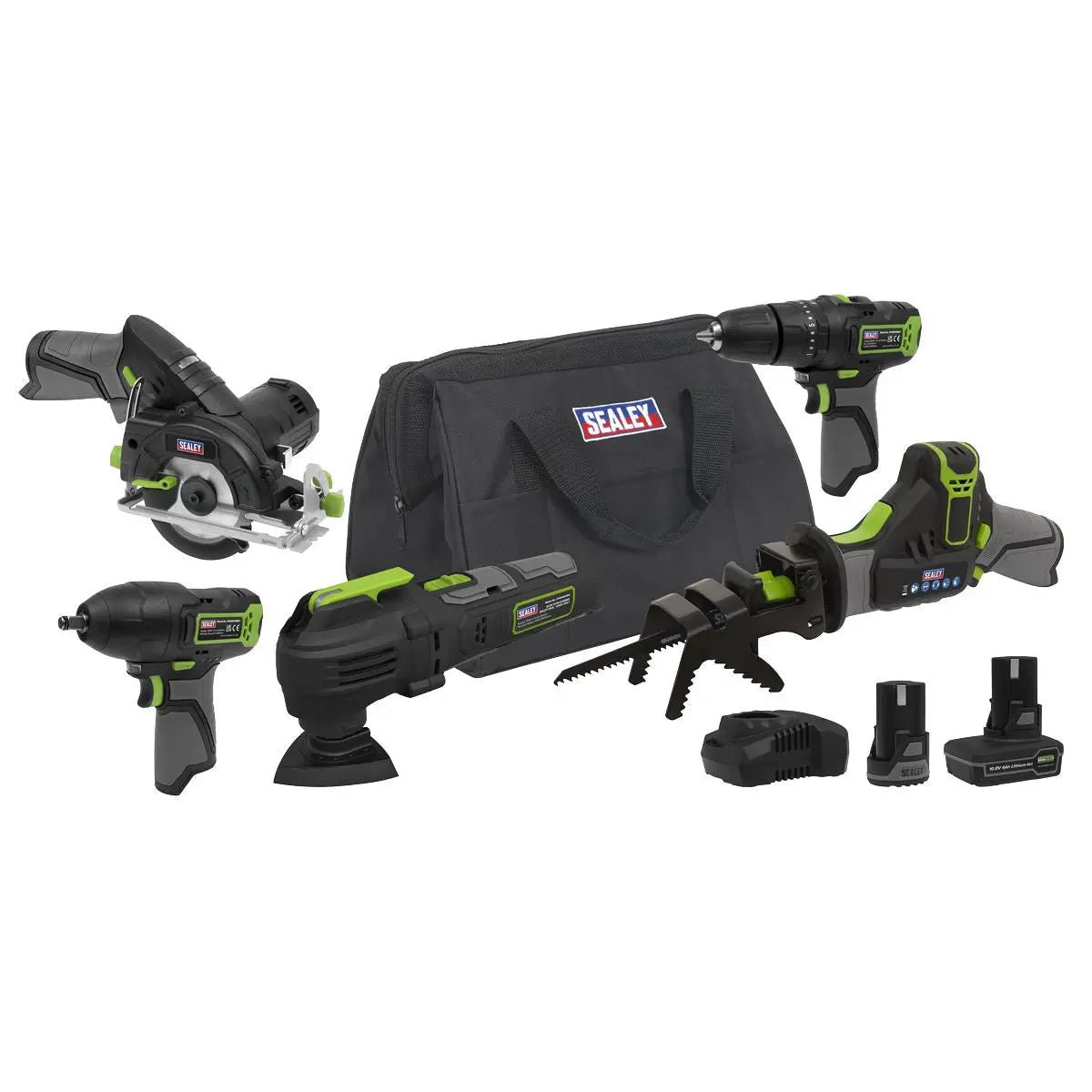 Sealey 5 x 10.8V SV10.8 Series Cordless Combo Kit - 2 Batteries  White Rose Tools