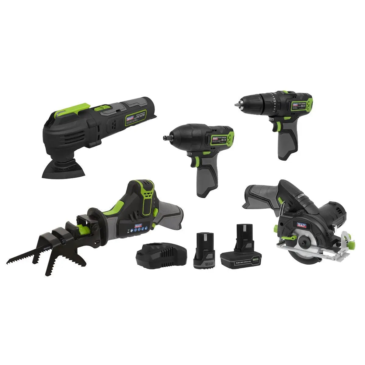 Sealey 5 x 10.8V SV10.8 Series Cordless Combo Kit - 2 Batteries  White Rose Tools