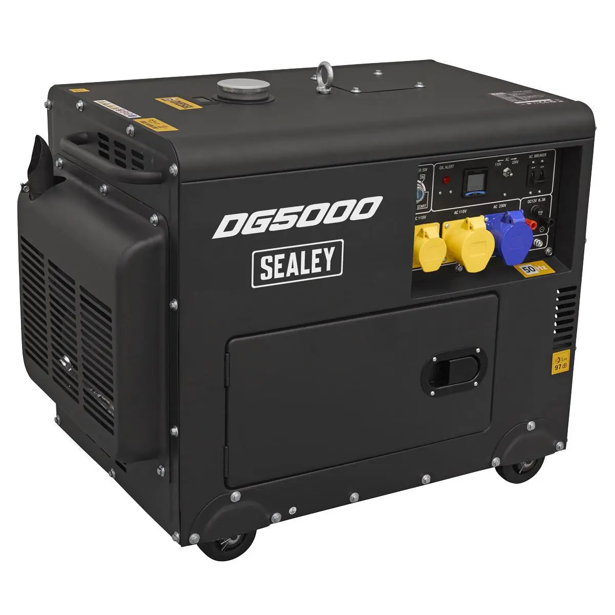 Sealey 5000W Diesel Generator 4-Stroke Engine 110/230V  White Rose Tools