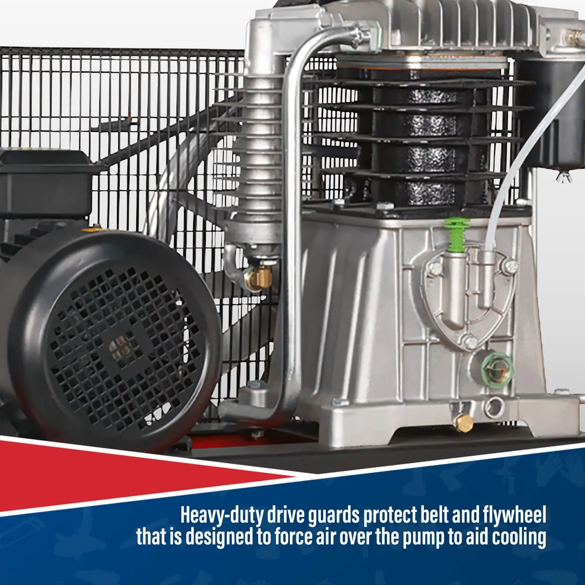 Sealey 500L Belt Drive Air Compressor with Cast Cylinders 7.5hp 3ph 2-Stage 
