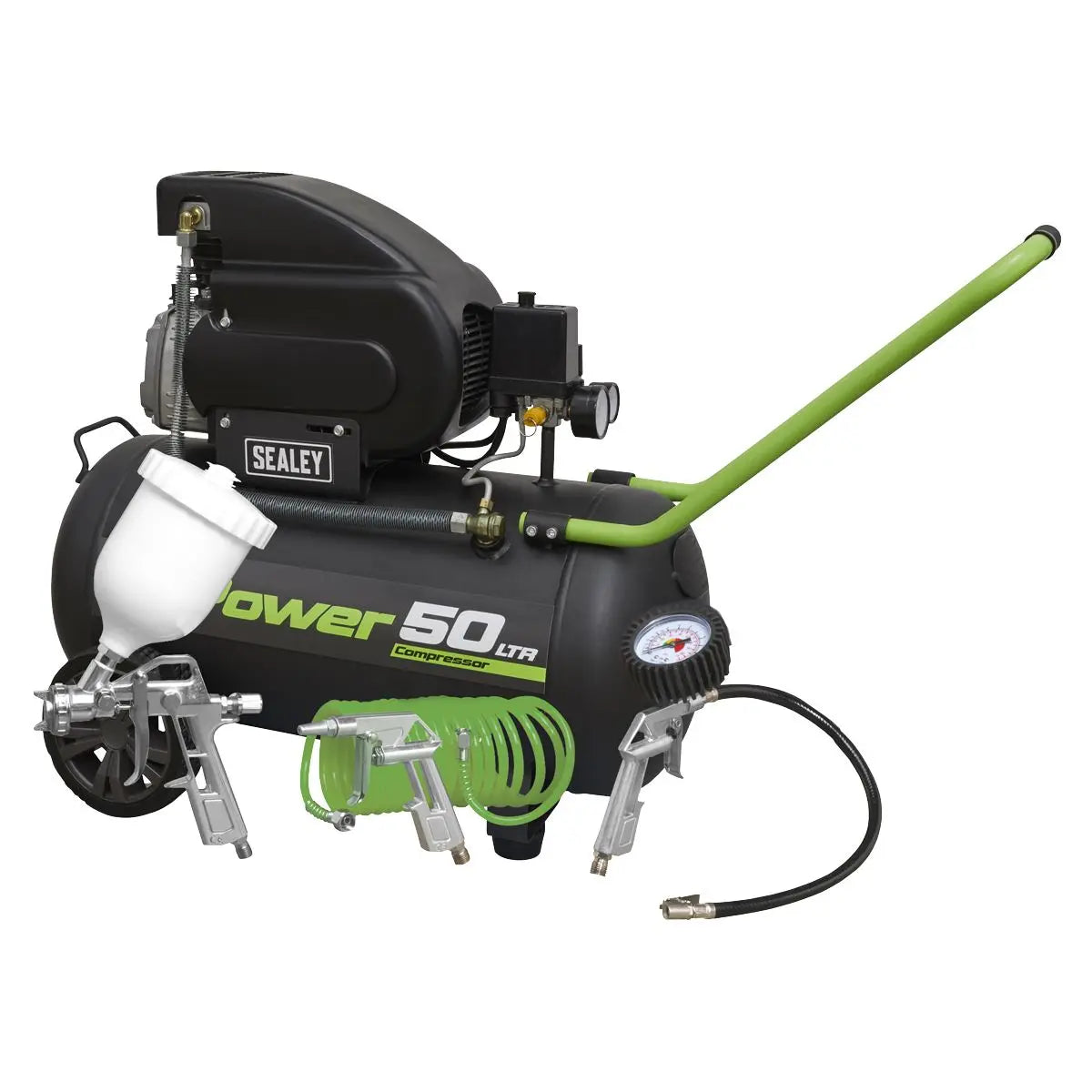 Sealey 50L Direct Drive Air Compressor 2hp with 4pc Air Accessory Kit 