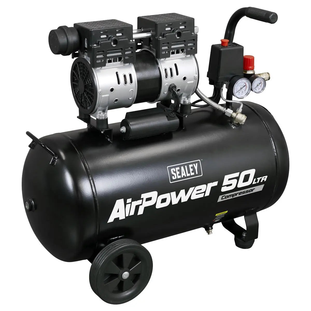 Sealey 50L Low Noise Oil Free Direct Drive Air Compressor 1hp  White Rose Tools