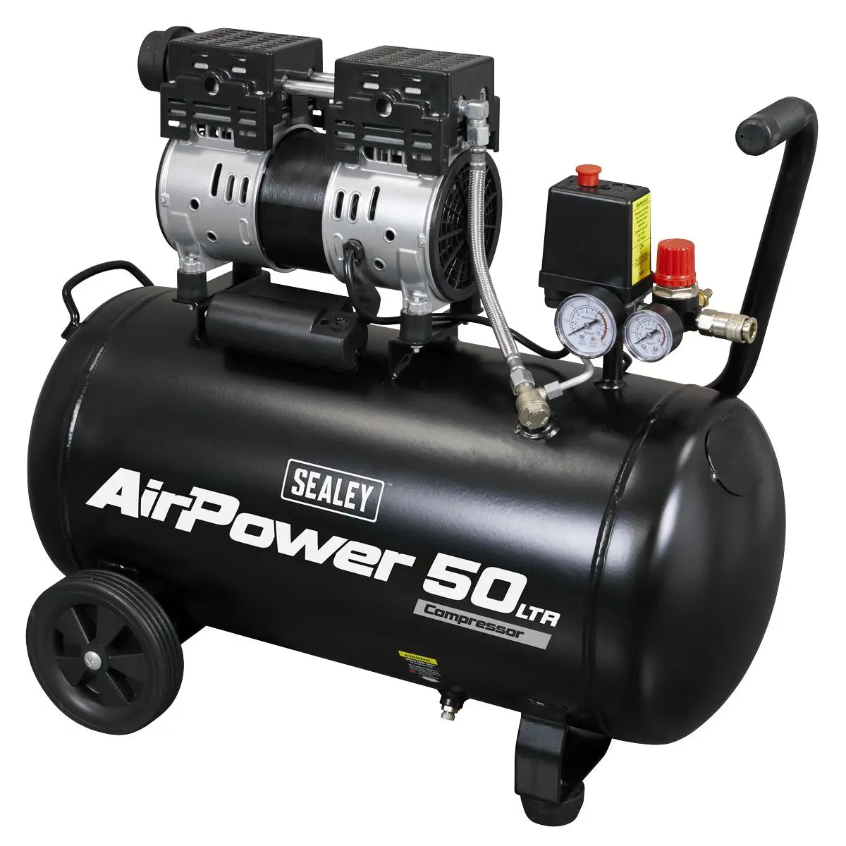 Sealey 50L Low Noise Oil Free Direct Drive Air Compressor 1hp  White Rose Tools