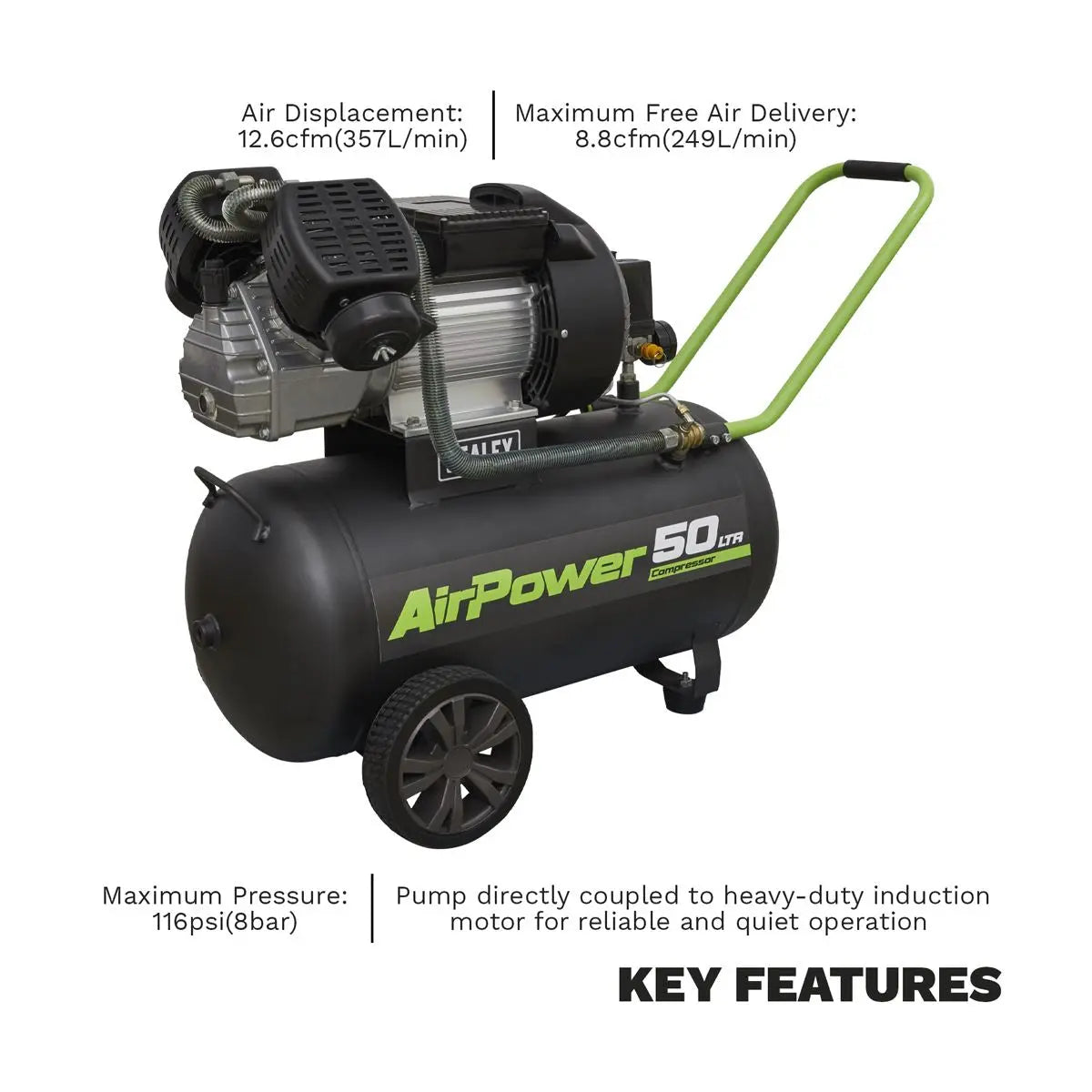 Sealey 50L V-Twin Direct Drive Air Compressor 3hp 