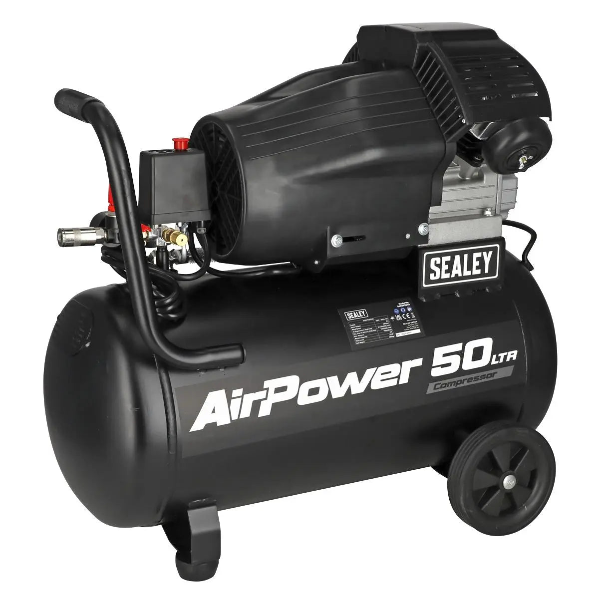 Sealey 50L V-Twin Direct Drive Air Compressor 3hp  White Rose Tools