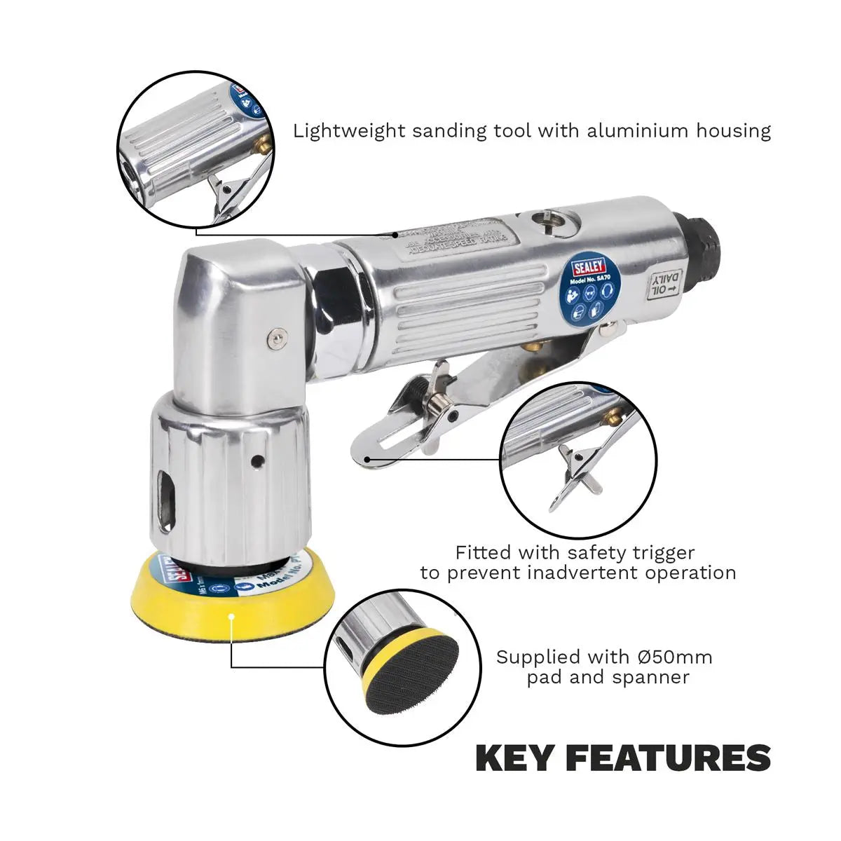 Sealey 50mm Mini Disc Air Orbital Sander 