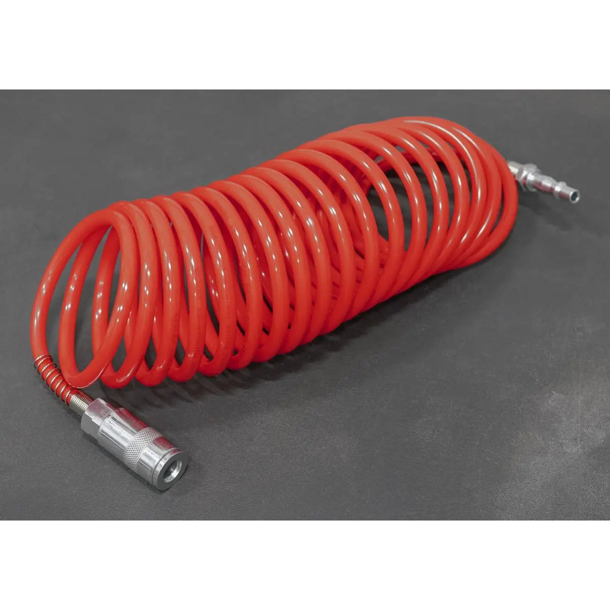 Sealey 5m Coiled Air Hose Quick Release 5mm Diameter Fittings Couplings 