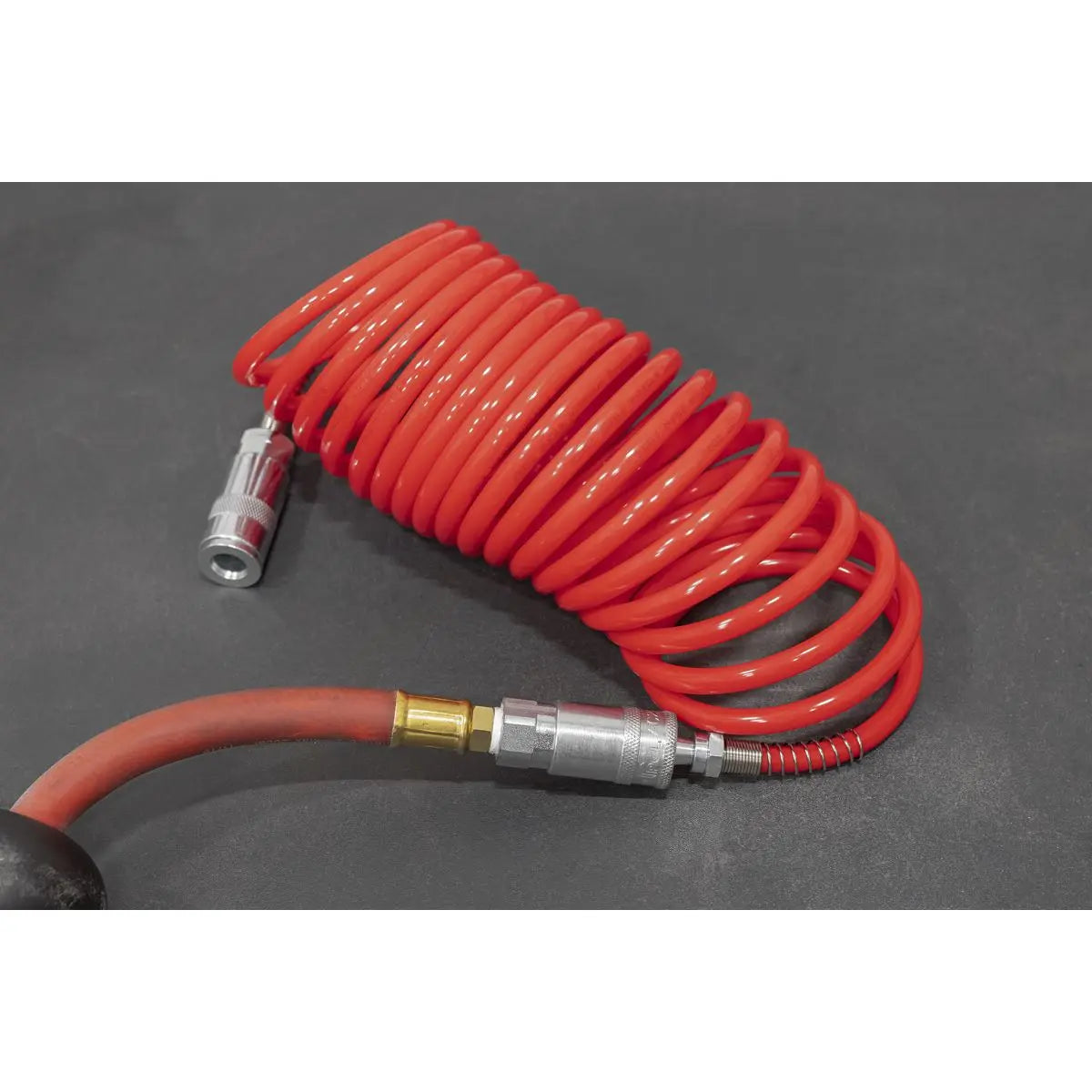 Sealey 5m Coiled Air Hose Quick Release 5mm Diameter Fittings Couplings 