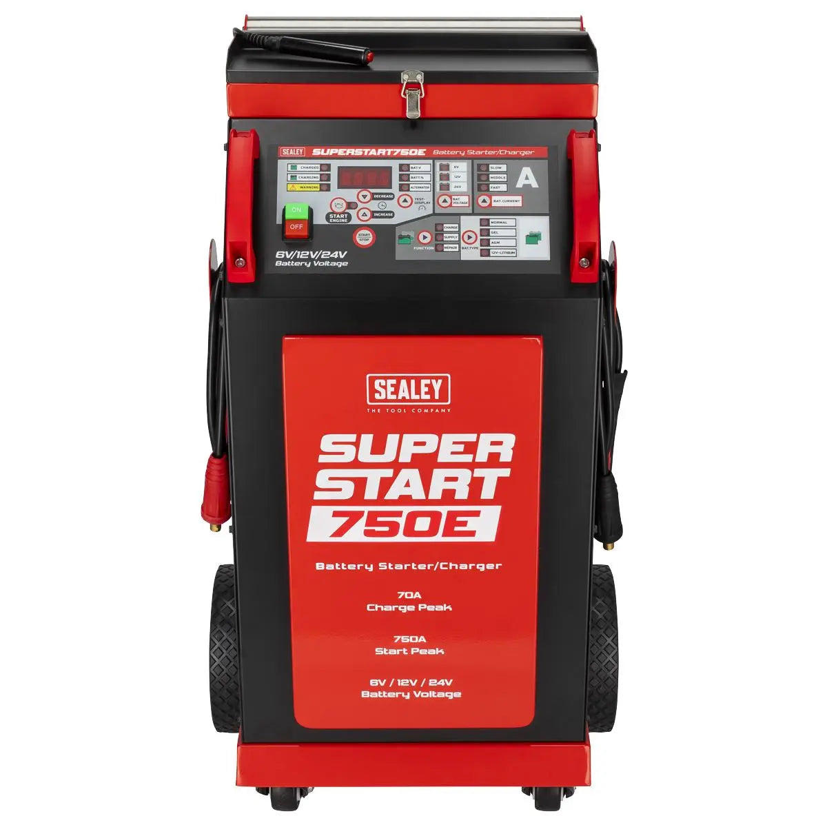 Sealey 6/12/24V Battery Starter/Charger 750A  White Rose Tools