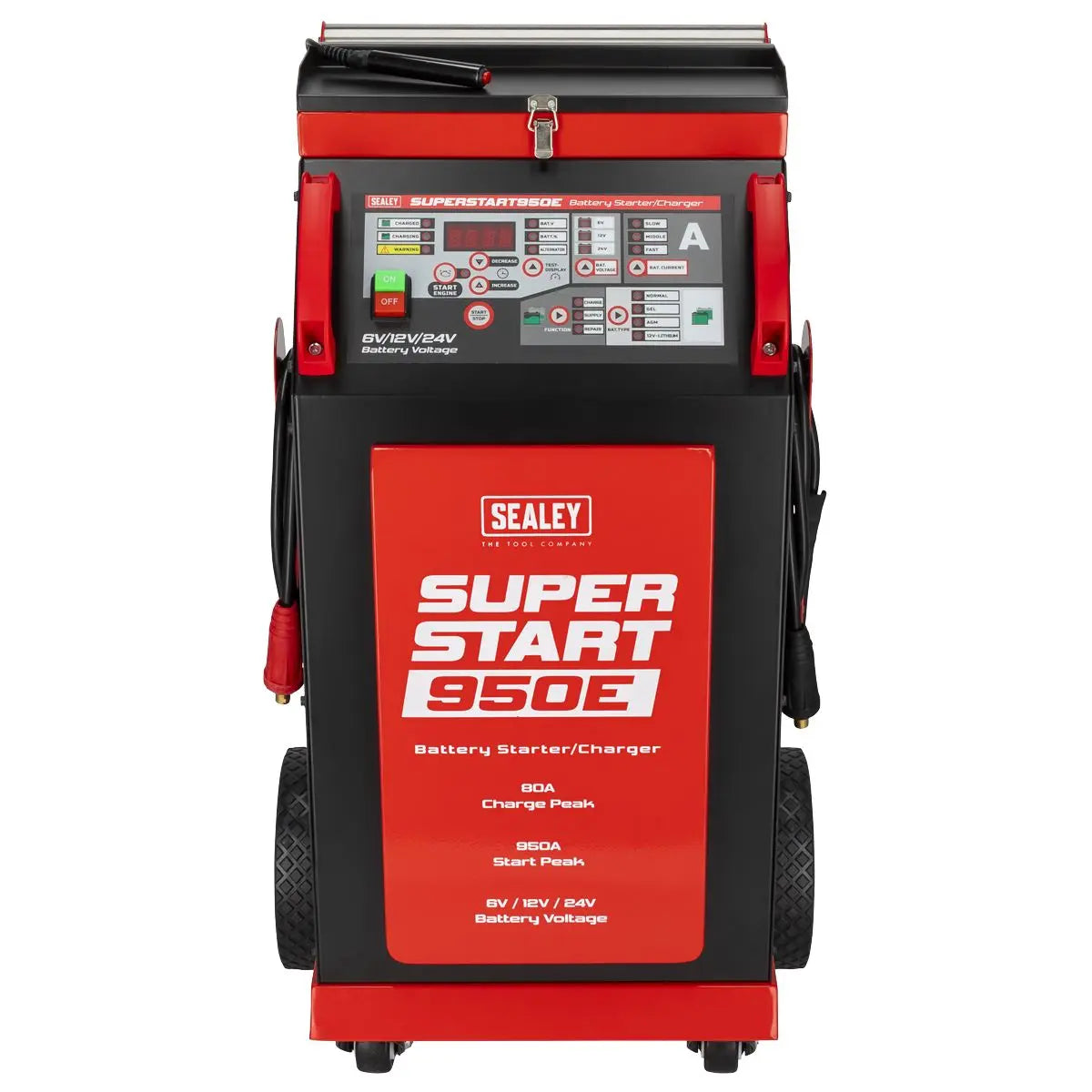 Sealey 6/12/24V Battery Starter/Charger 950A  White Rose Tools