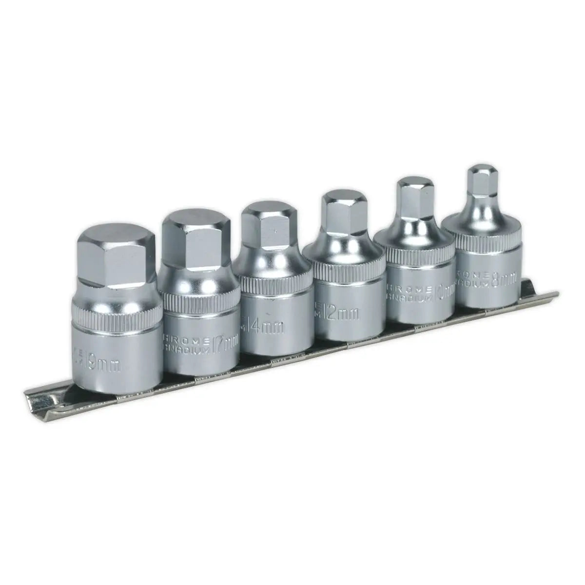 Sealey 6 Piece 1/2" Drive One Piece Hex Socket Bit Set 8-19mm 