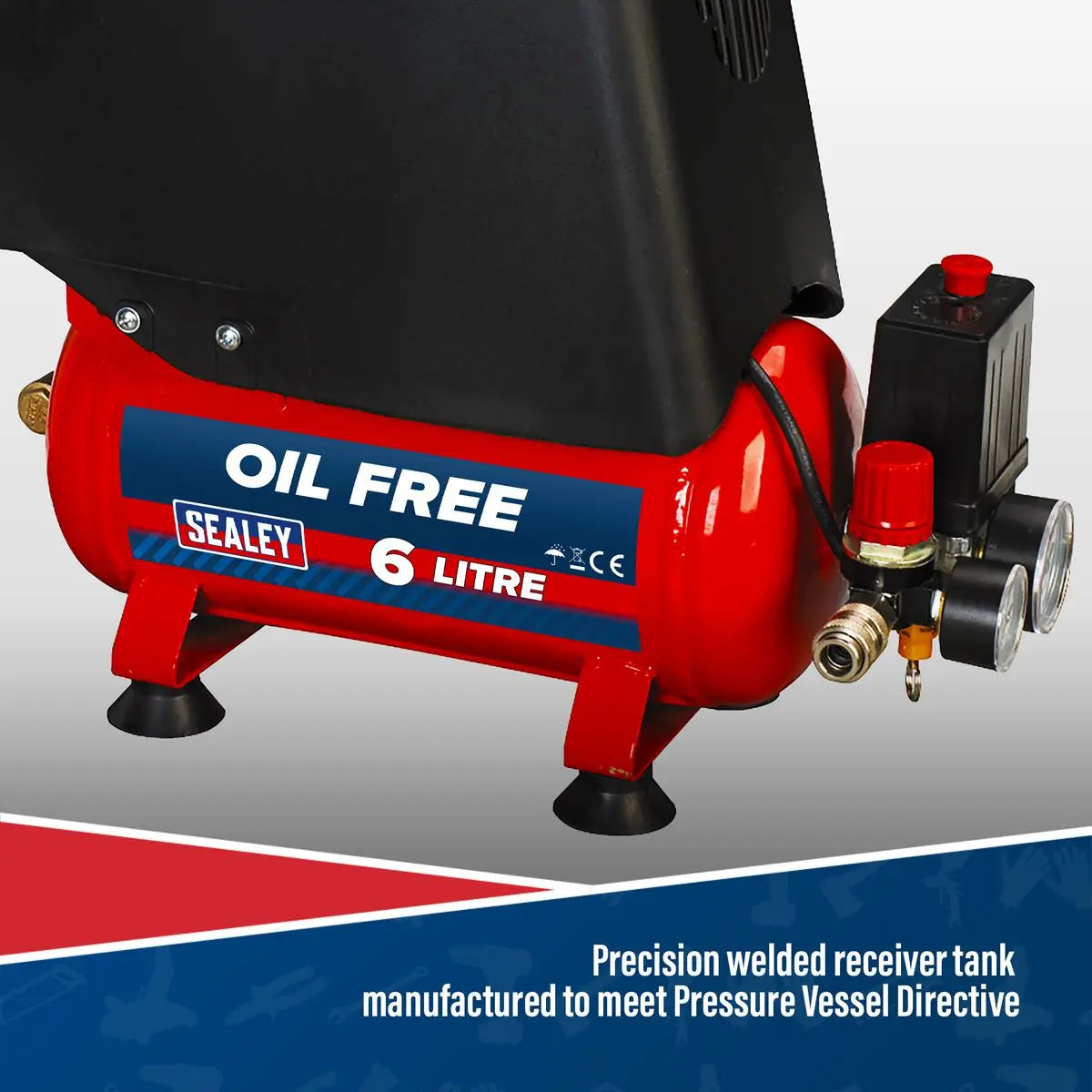 Sealey 6L Oil Free Belt Drive Air Compressor 1.5hp 