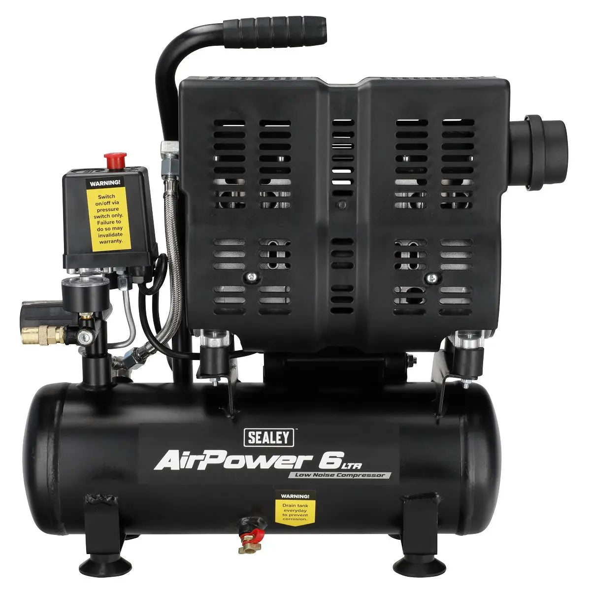 Sealey 6L Oil Free Low Noise Direct Drive Air Compressor 1hp  White Rose Tools