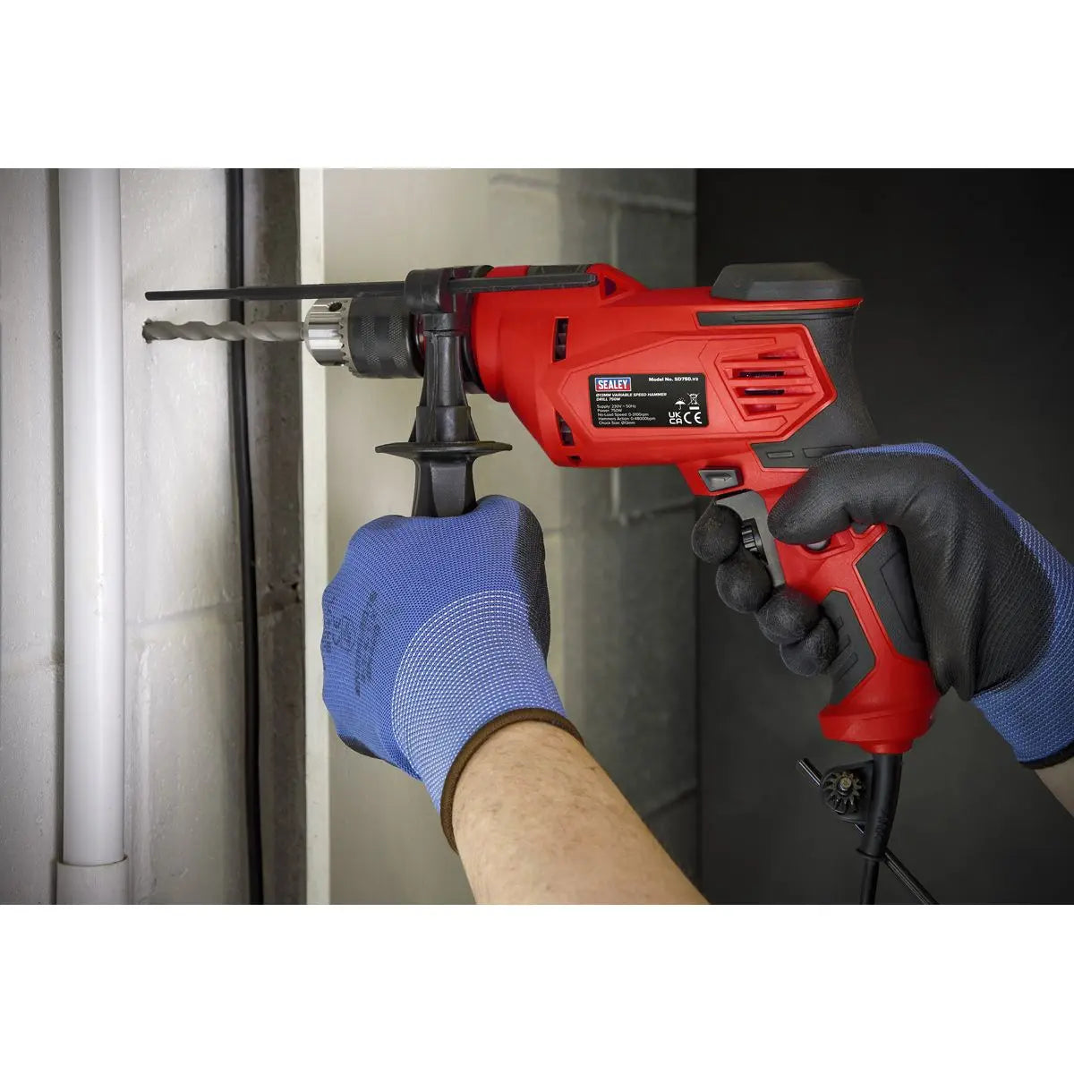 Sealey 750W Variable Speed Corded Hammer Drill 13mm Chuck  Remover Screws 