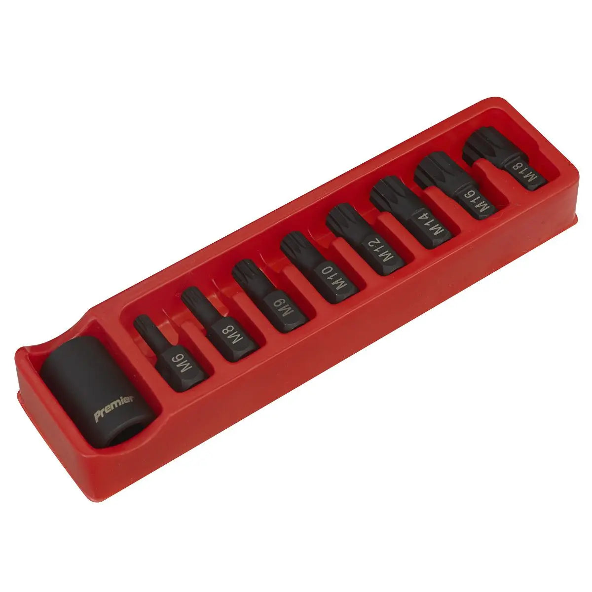 Sealey 9 Piece 1/2" Drive Spline Impact Socket Set M6-M18 1/2 