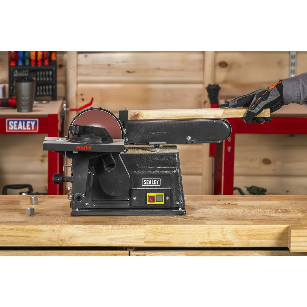 Sealey 915 x 100mm Belt/150mm Disc Sander 500W/230V  White Rose Tools