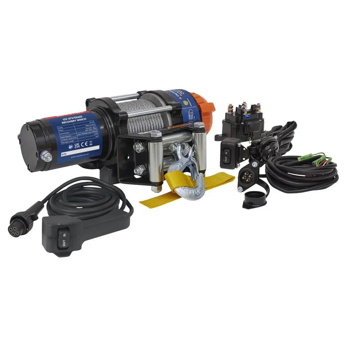 Sealey ATV/Quad Recovery Winch 1135kg (2500lb) Line Pull 12V 