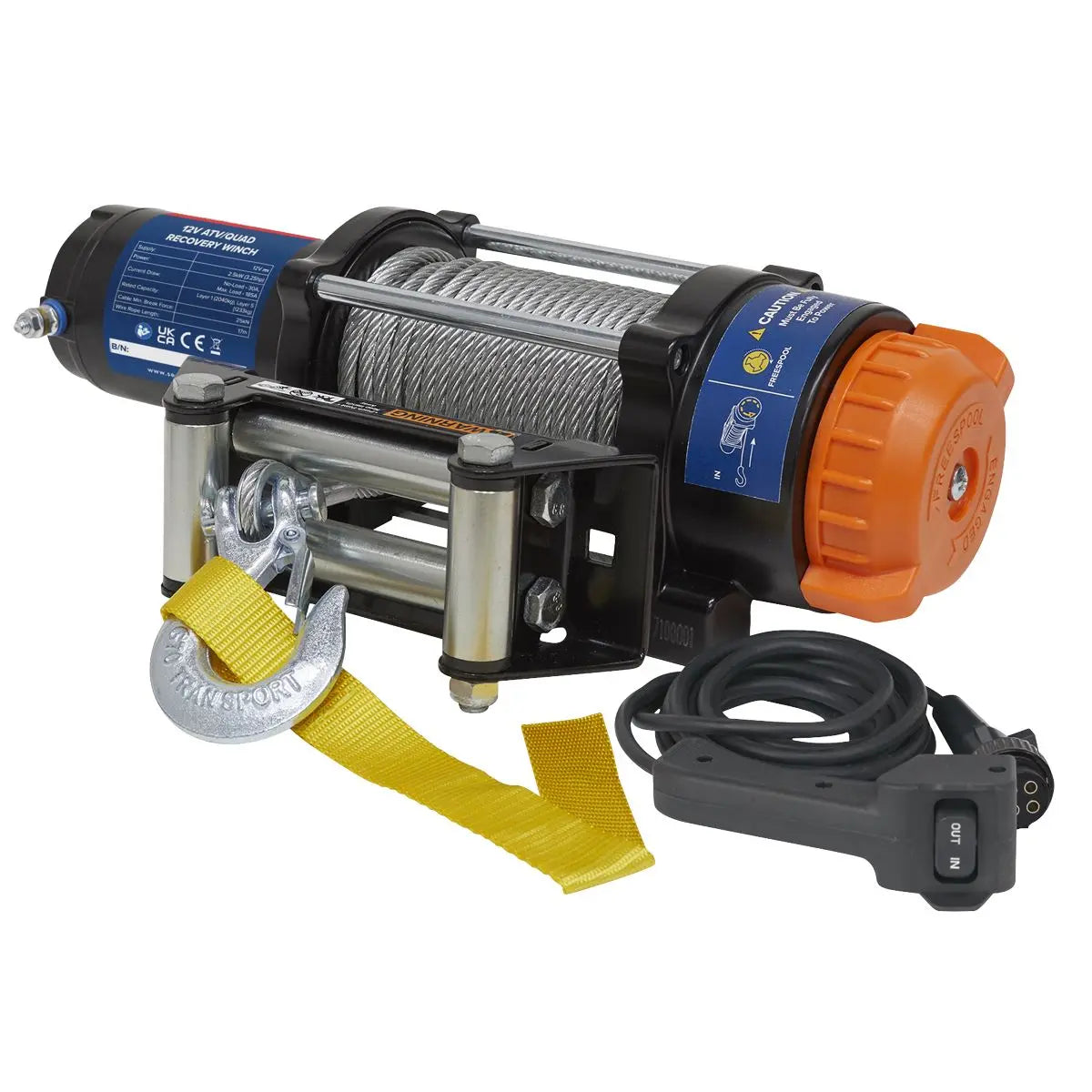 Sealey ATV/Quad Recovery Winch 2040kg (4500lb) Line Pull 12V 