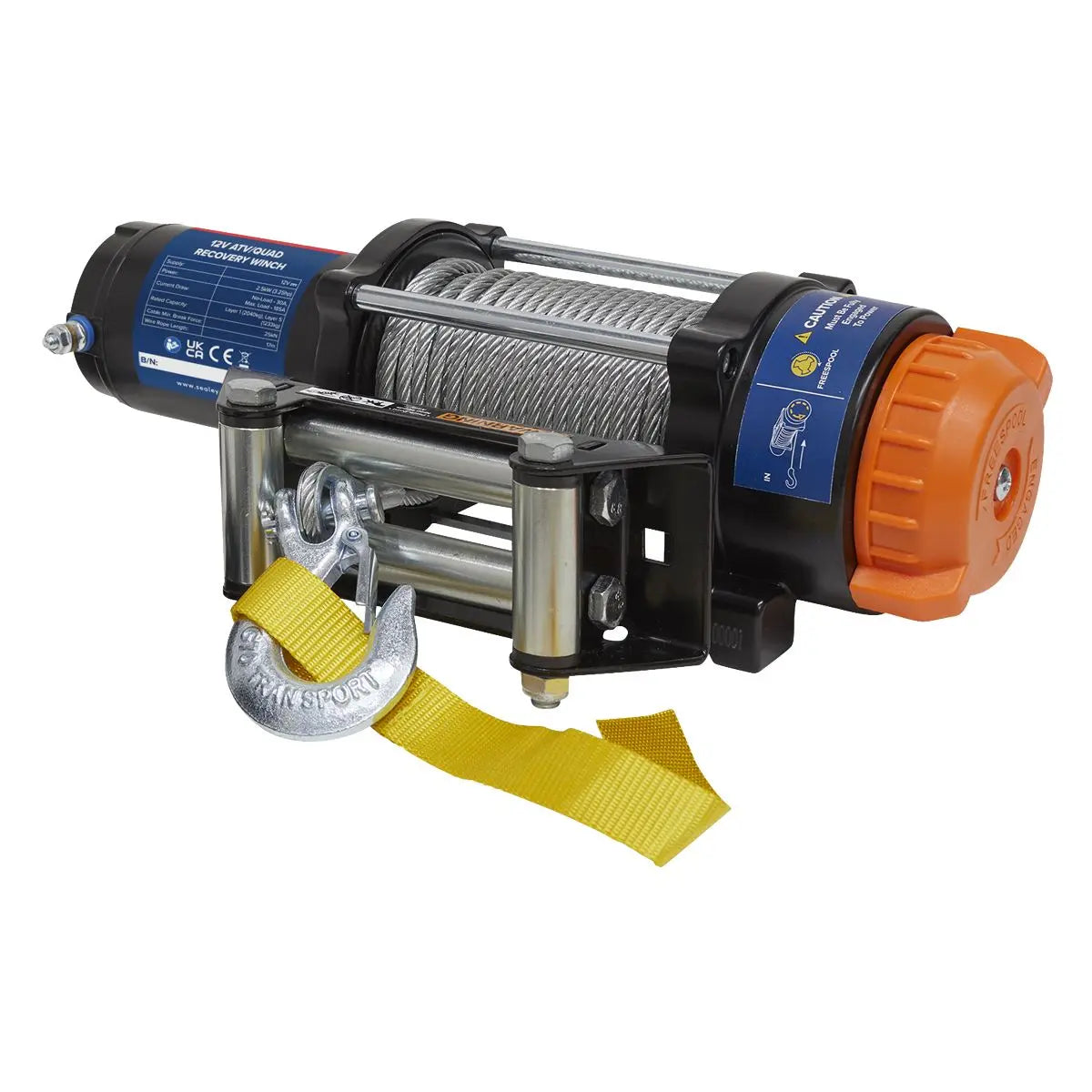 Sealey ATV/Quad Recovery Winch 2040kg (4500lb) Line Pull 12V 