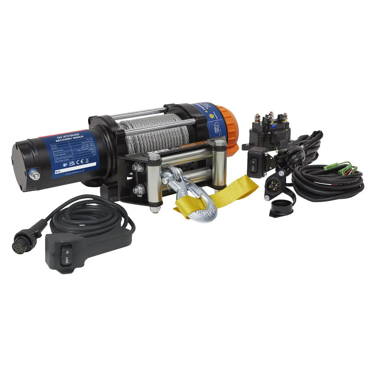 Sealey ATV/Quad Recovery Winch 2040kg (4500lb) Line Pull 12V 
